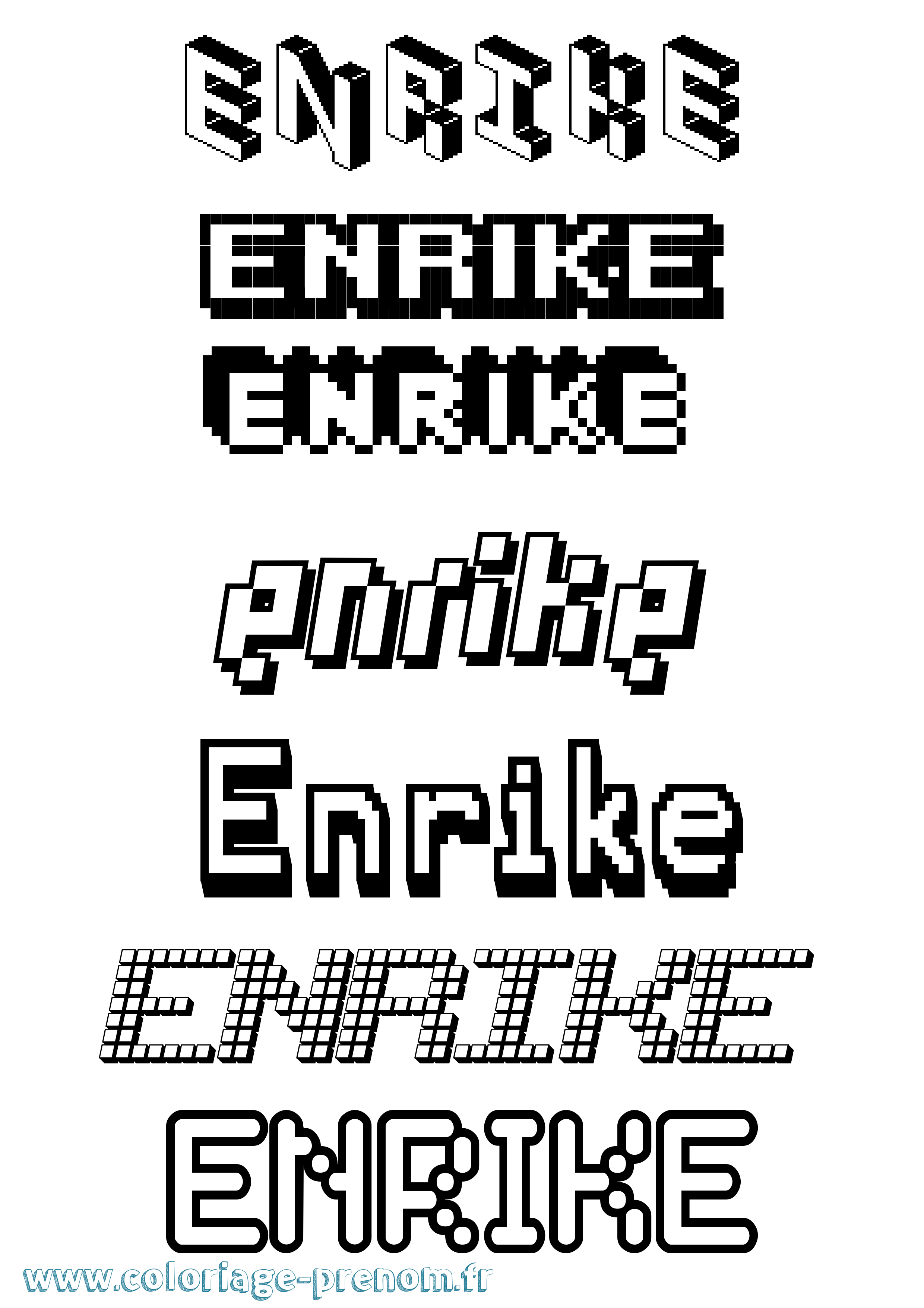 Coloriage Enrike Pixel Coloriage prénom Enrike Pixel