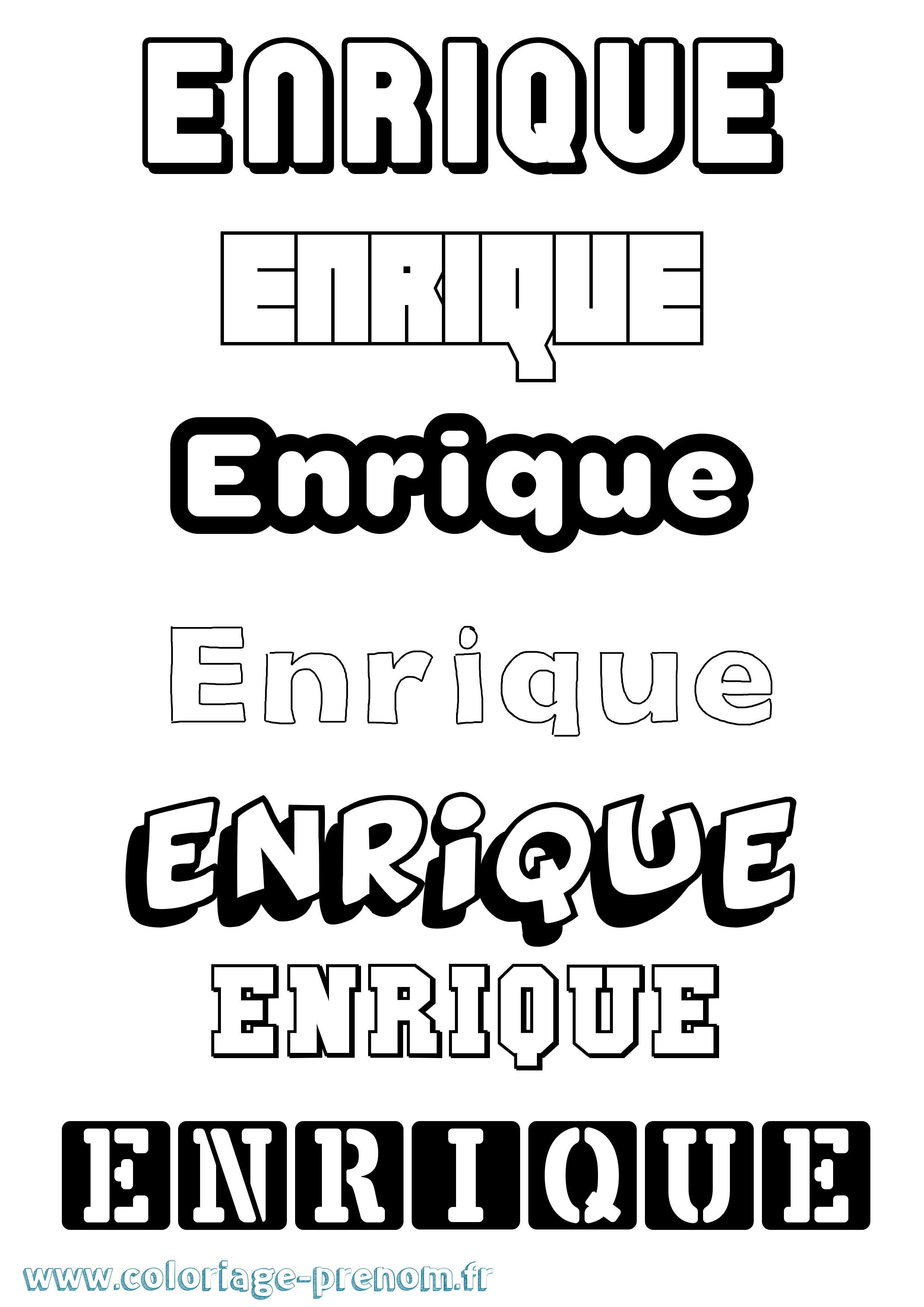 Coloriage Enrique Simple Coloriage prénom Enrique Simple