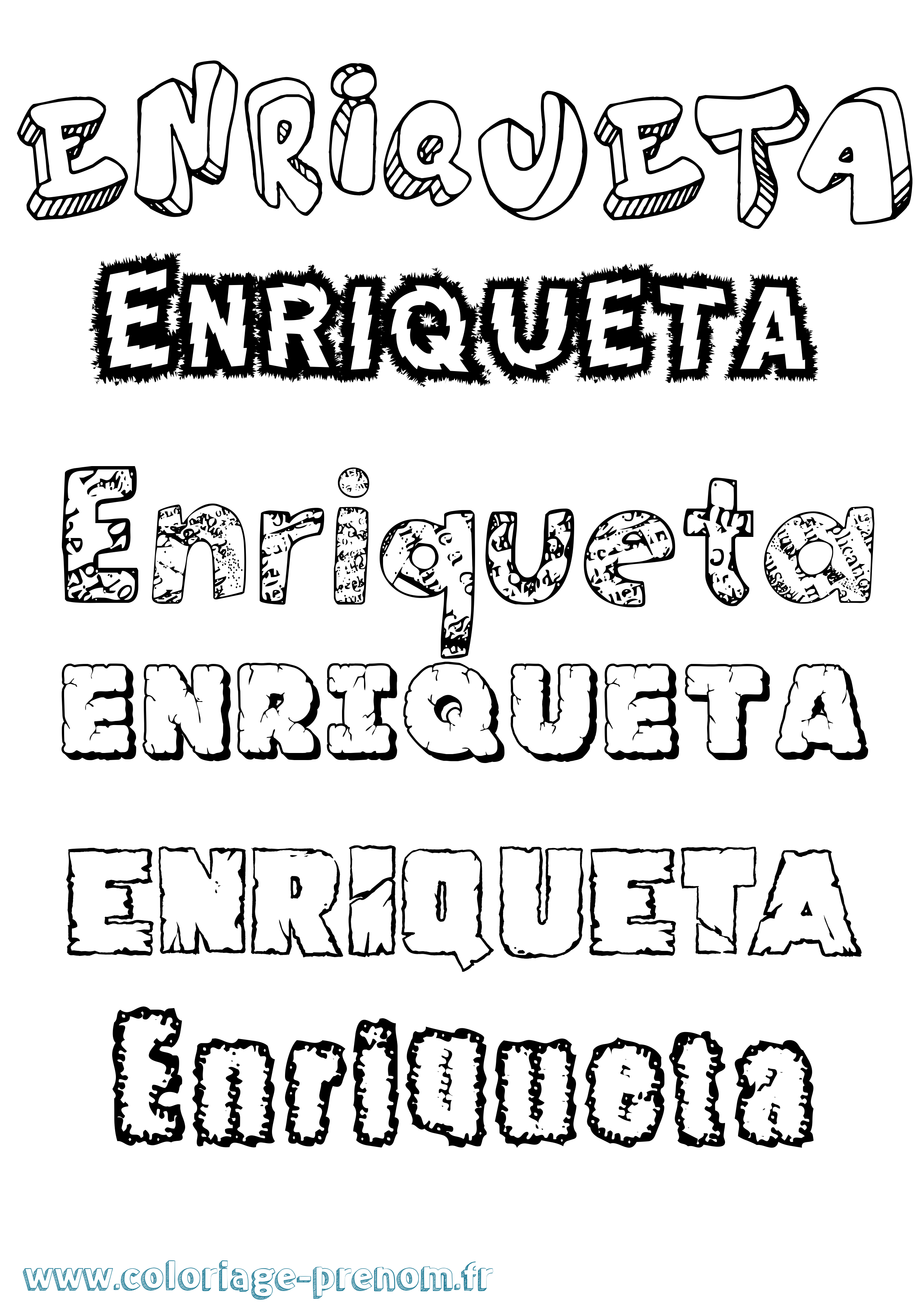 Coloriage Enriqueta Destructuré Coloriage prénom Enriqueta Destructuré