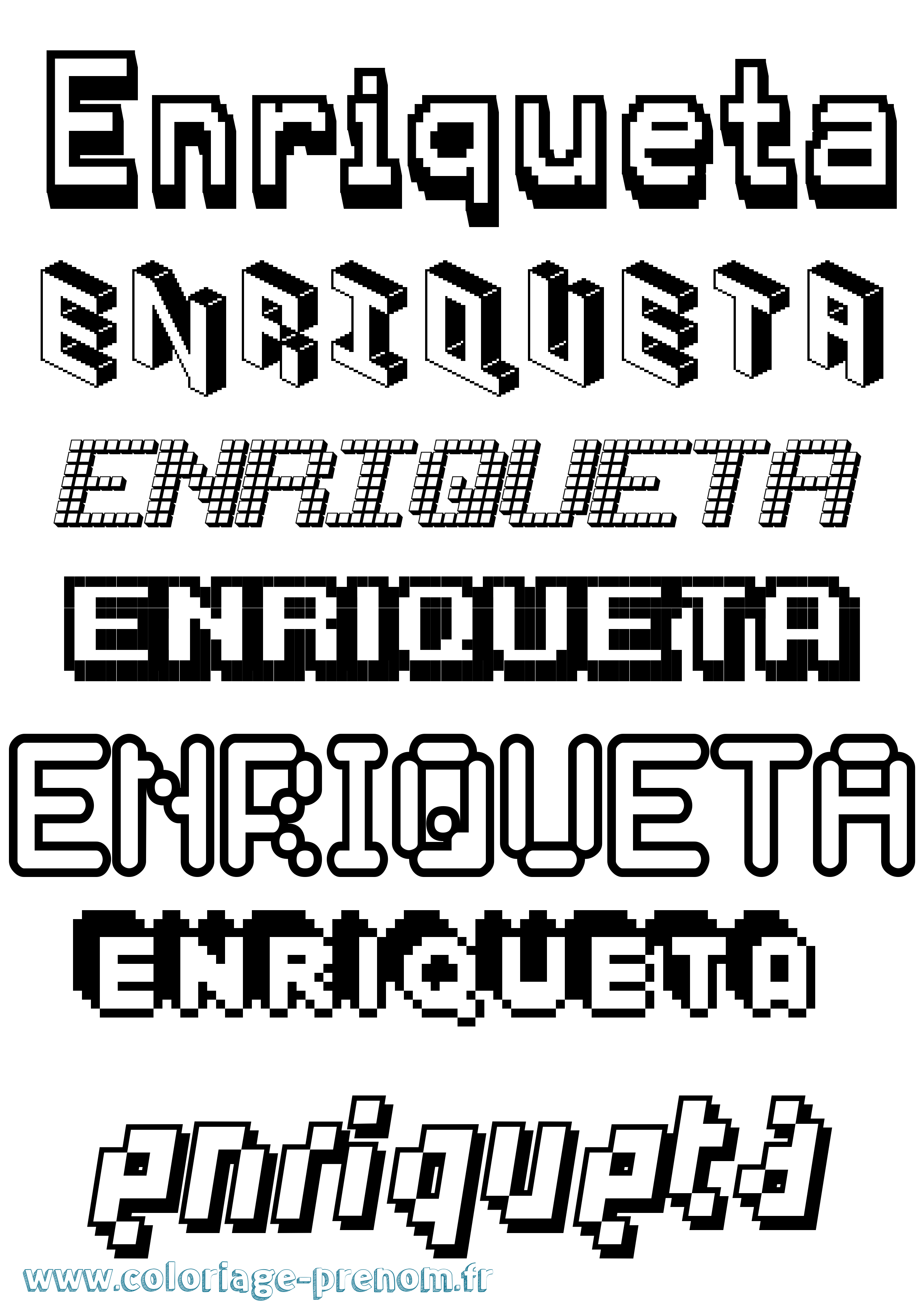 Coloriage Enriqueta Pixel Coloriage prénom Enriqueta Pixel