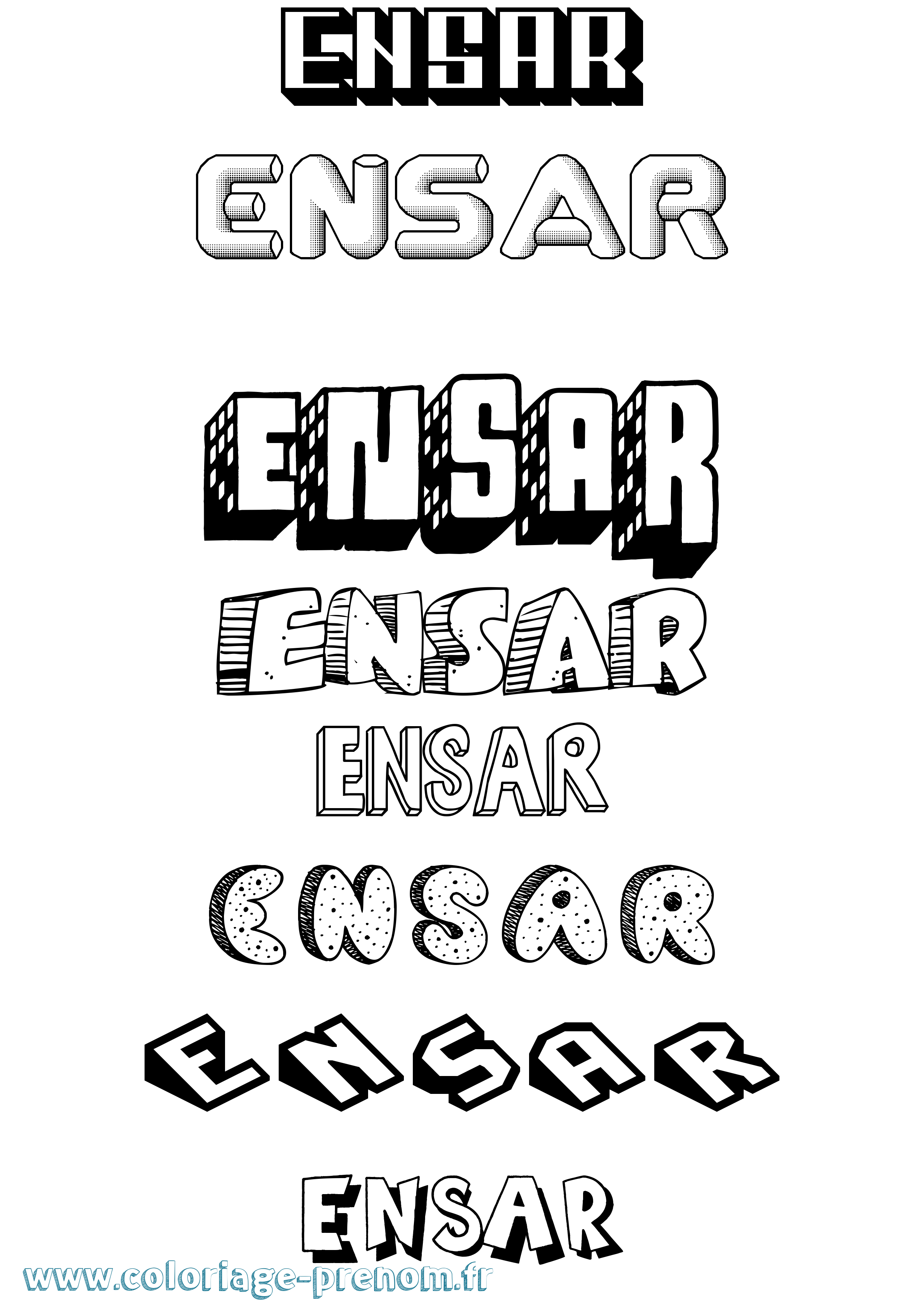 Coloriage Ensar Effet 3D Coloriage prénom Ensar Effet 3D