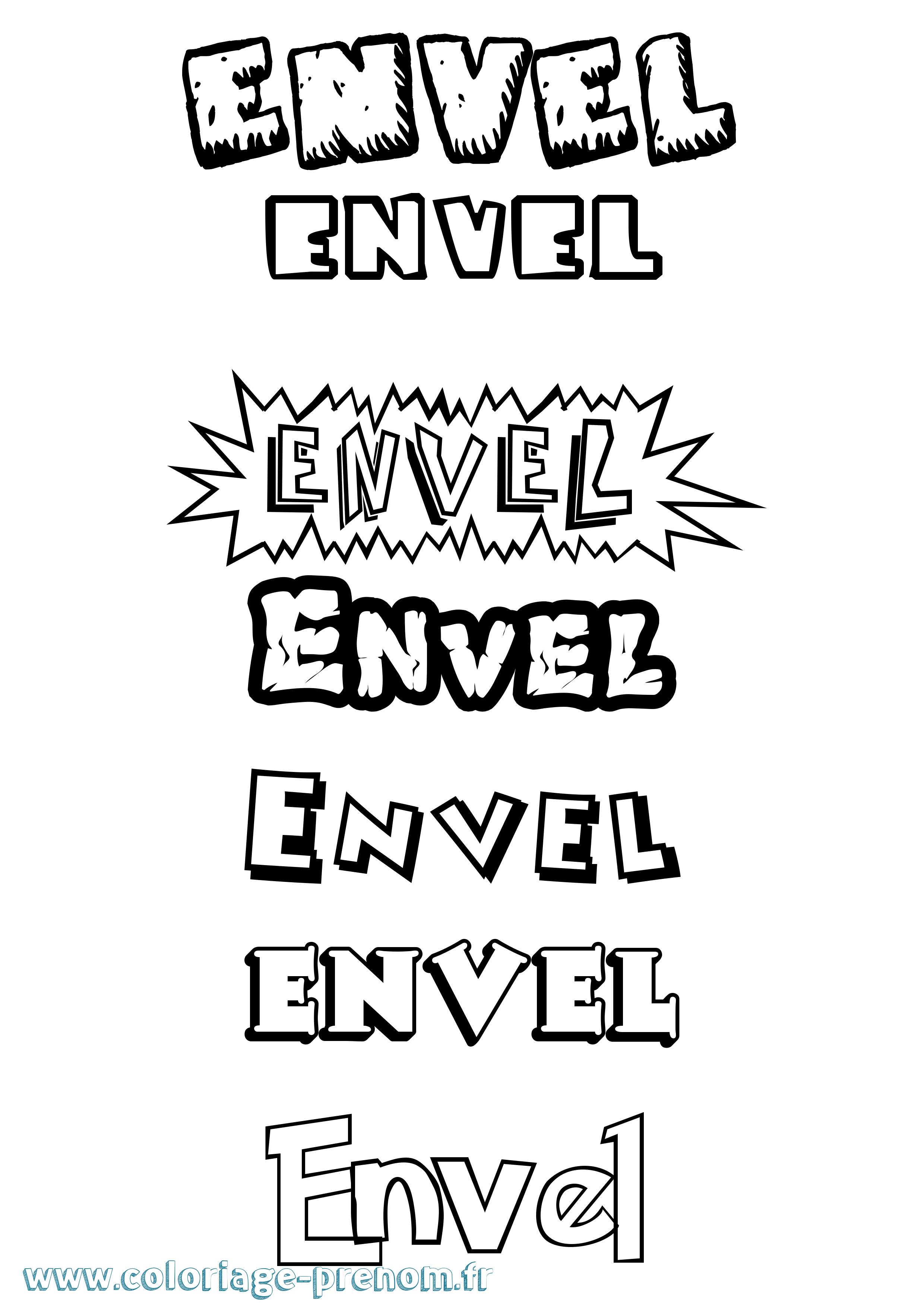 Coloriage Envel Dessin Animé Coloriage prénom Envel Dessin Animé