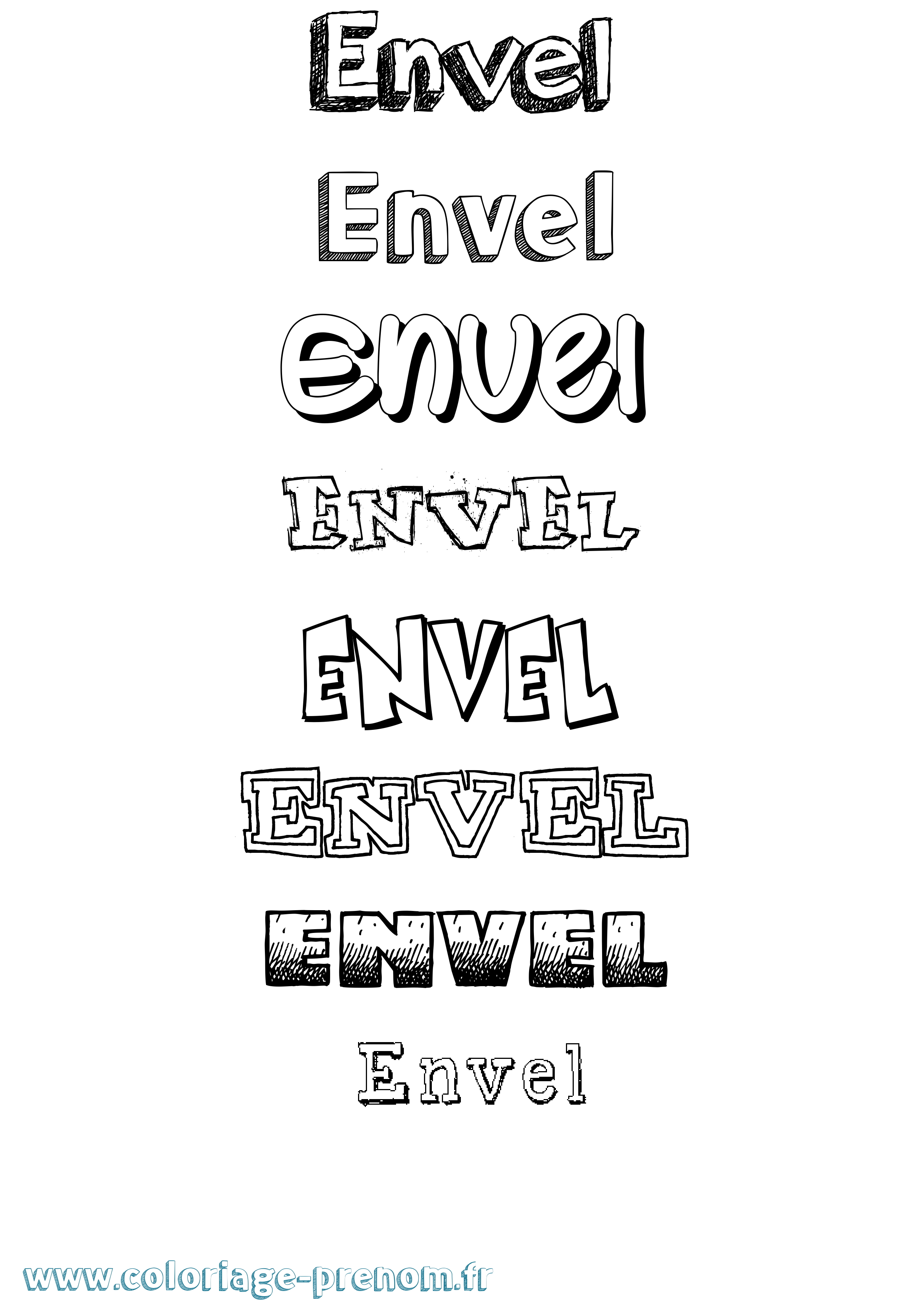 Coloriage Envel Dessiné Coloriage prénom Envel Dessiné