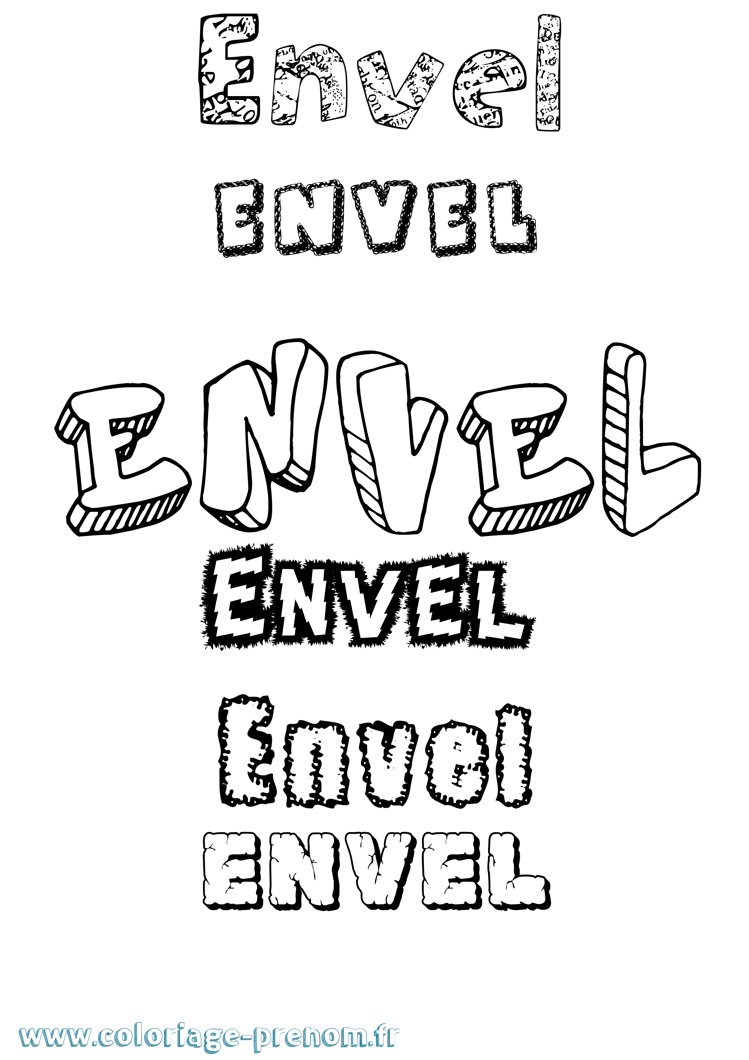 Coloriage Envel Destructuré Coloriage prénom Envel Destructuré