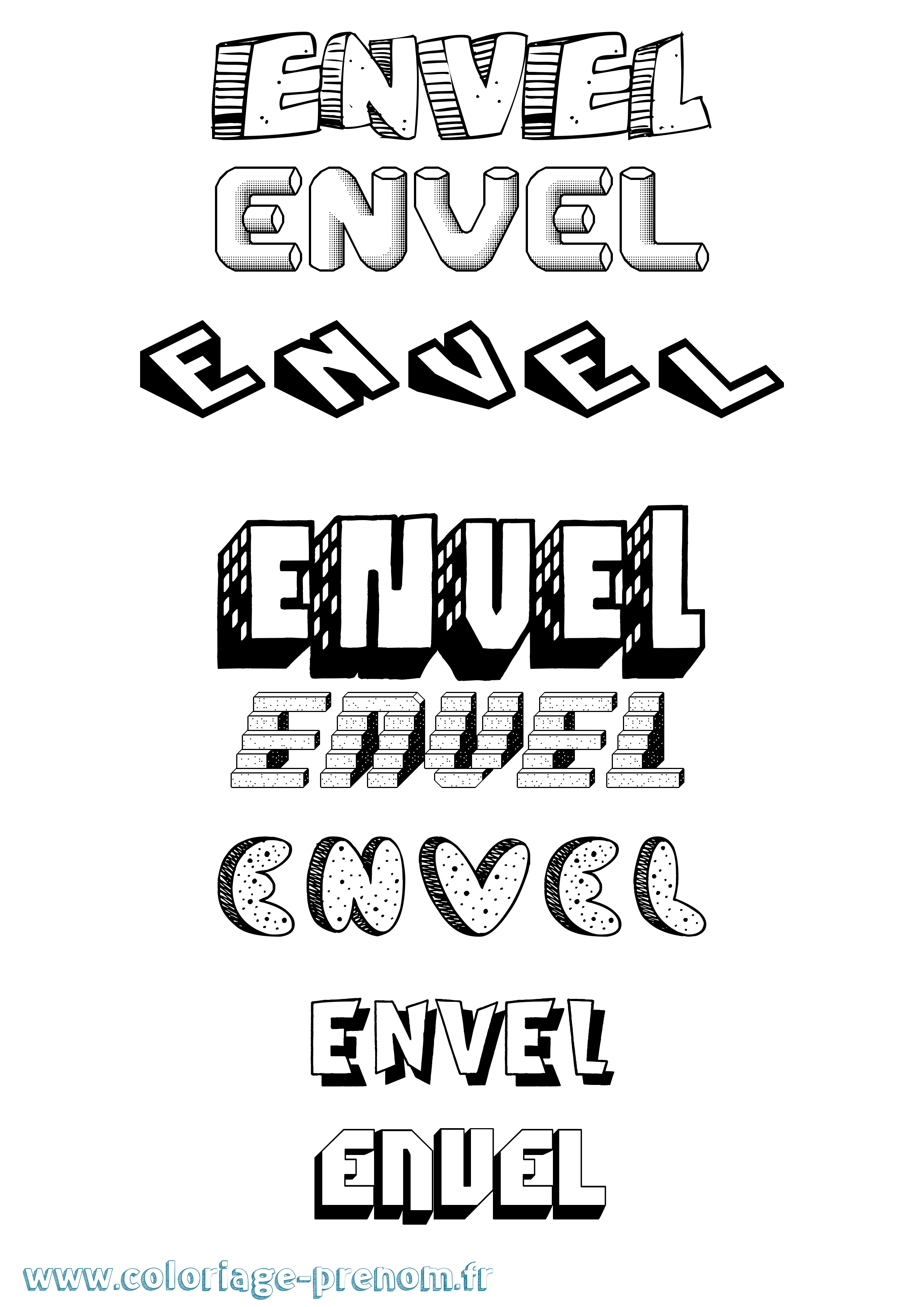 Coloriage Envel Effet 3D Coloriage prénom Envel Effet 3D