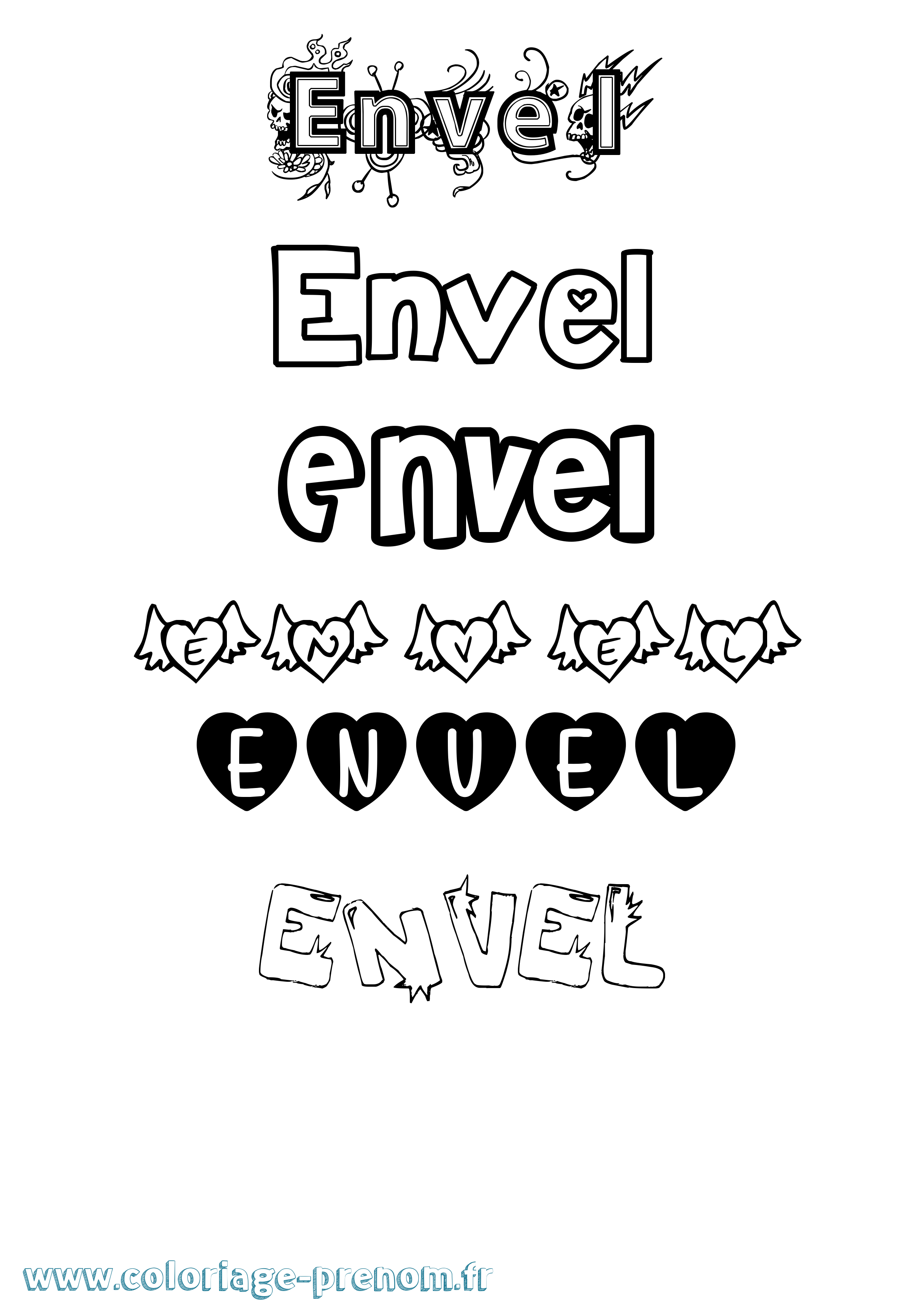 Coloriage Envel Girly Coloriage prénom Envel Girly