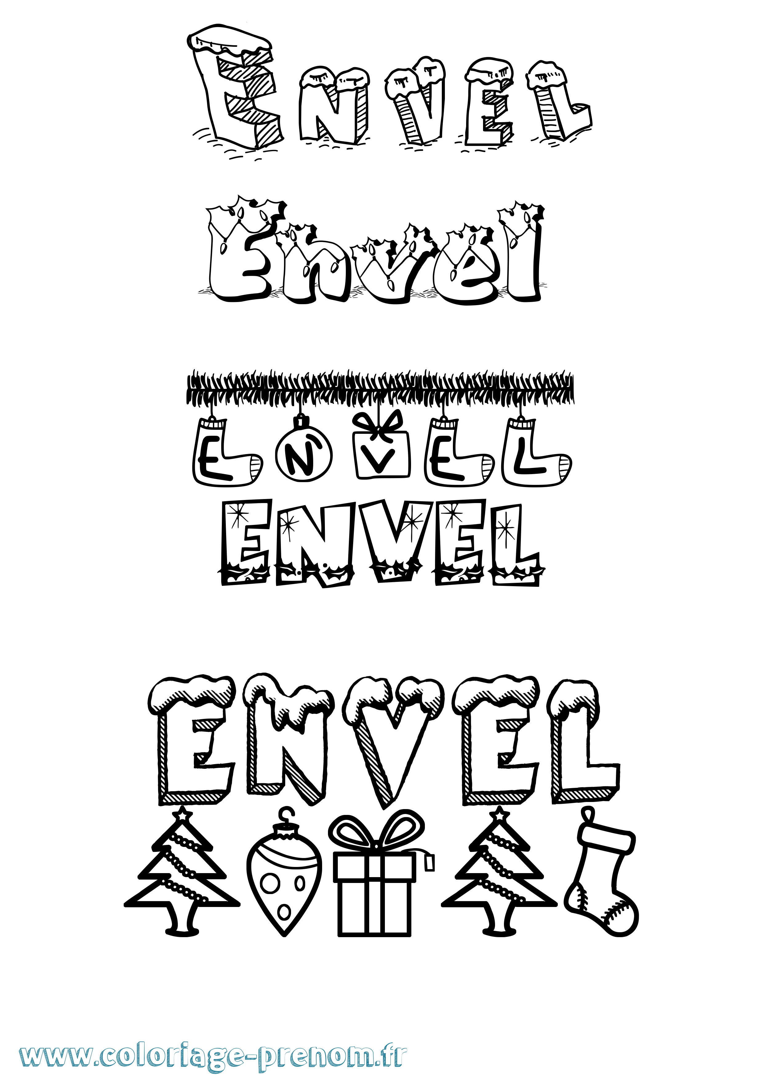 Coloriage Envel Noël Coloriage prénom Envel Noël