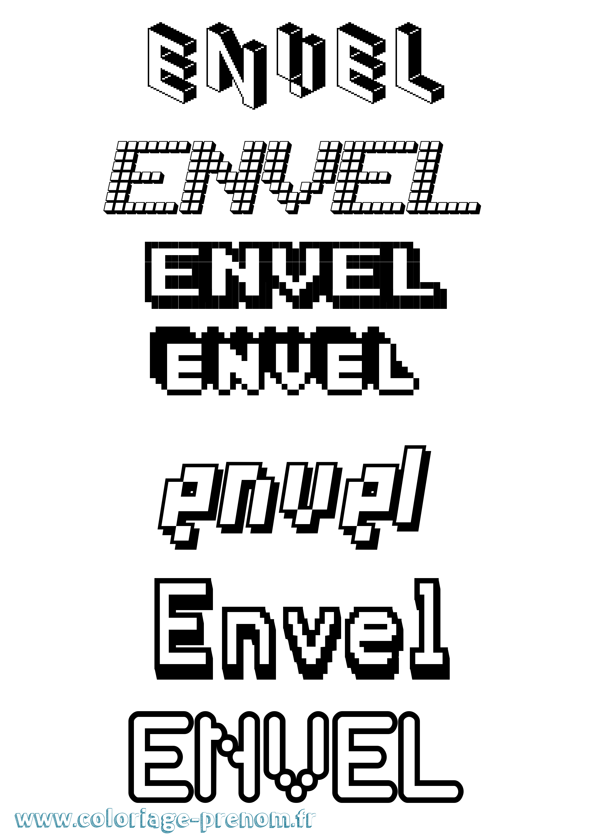 Coloriage Envel Pixel Coloriage prénom Envel Pixel