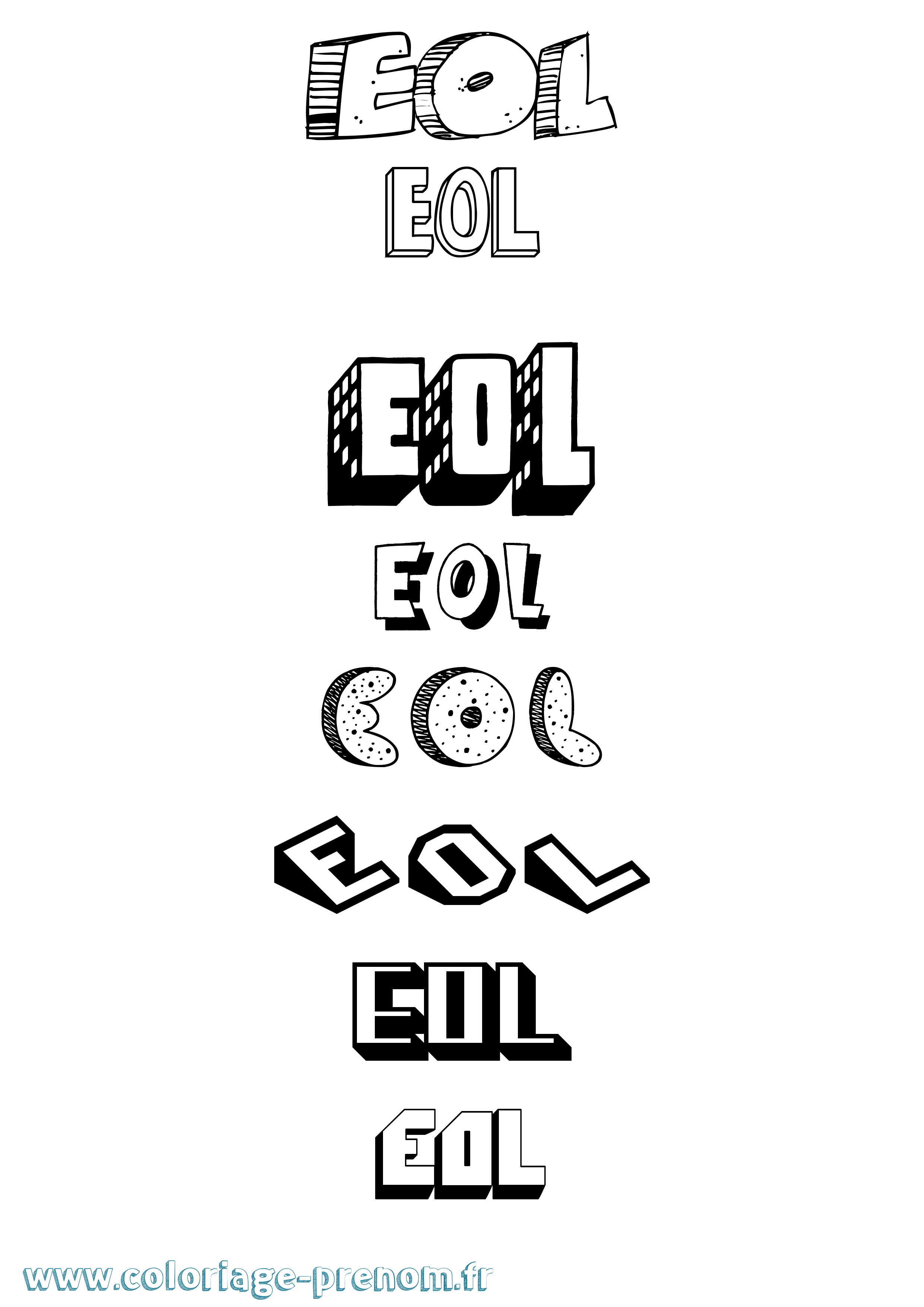 Coloriage Eol Effet 3D Coloriage prénom Eol Effet 3D