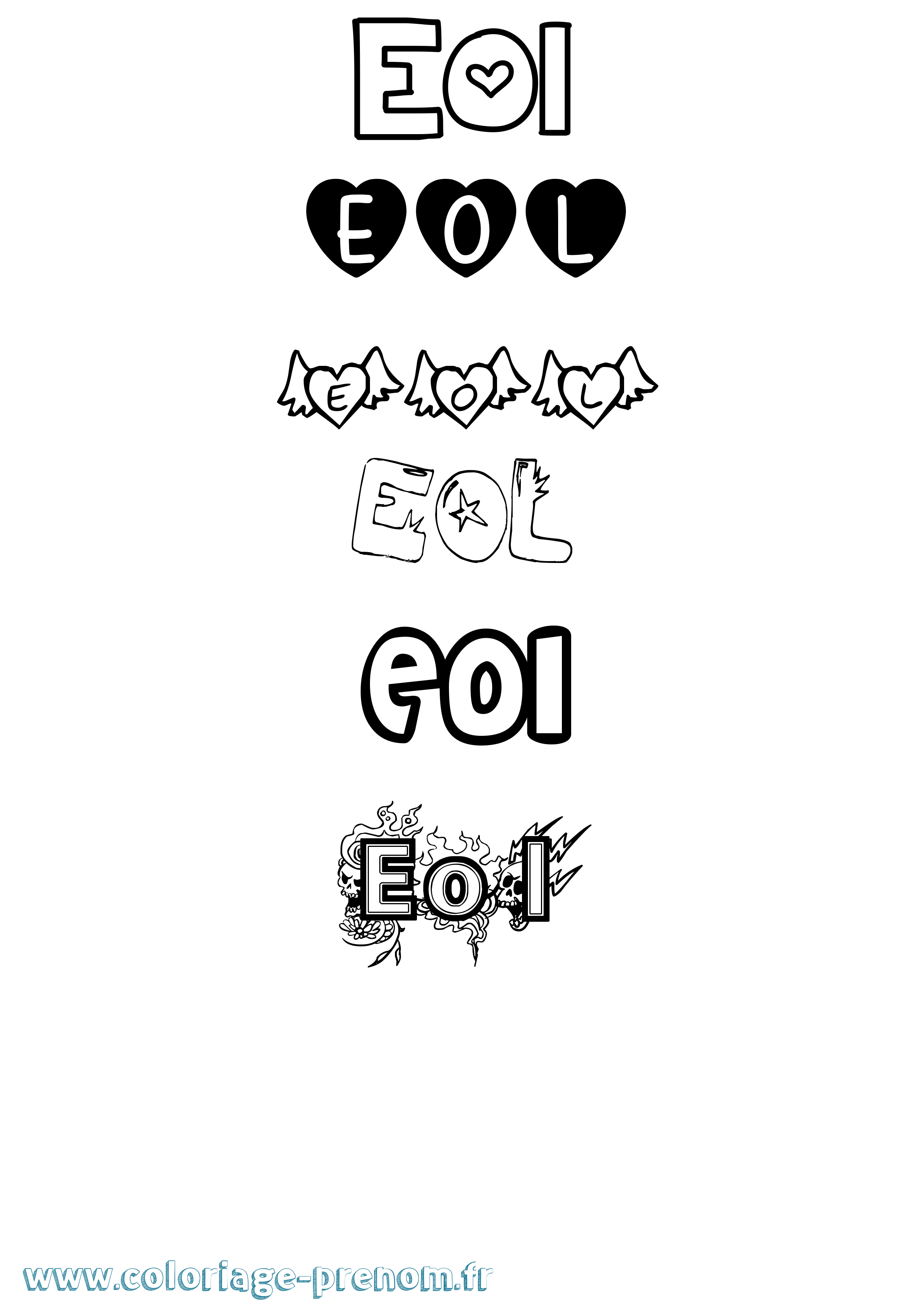 Coloriage Eol Girly Coloriage prénom Eol Girly