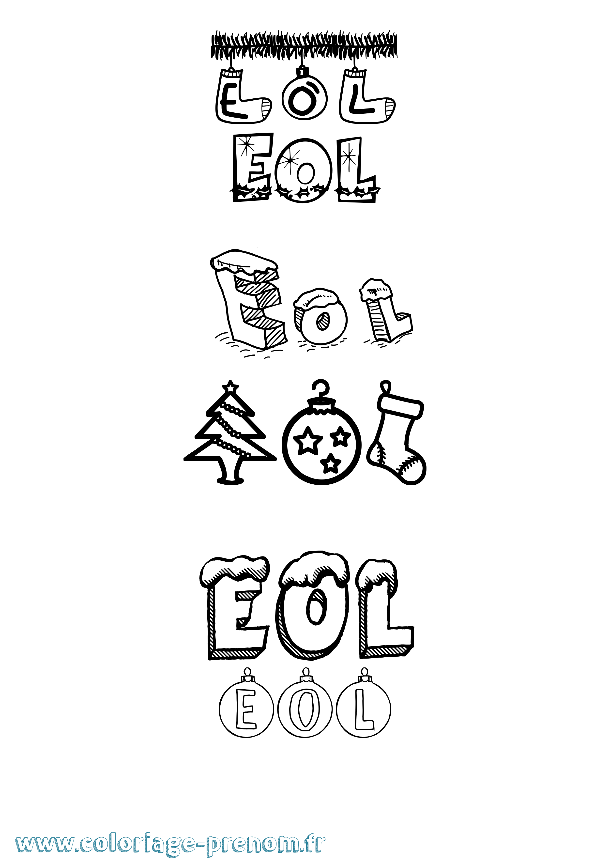 Coloriage Eol Noël Coloriage prénom Eol Noël