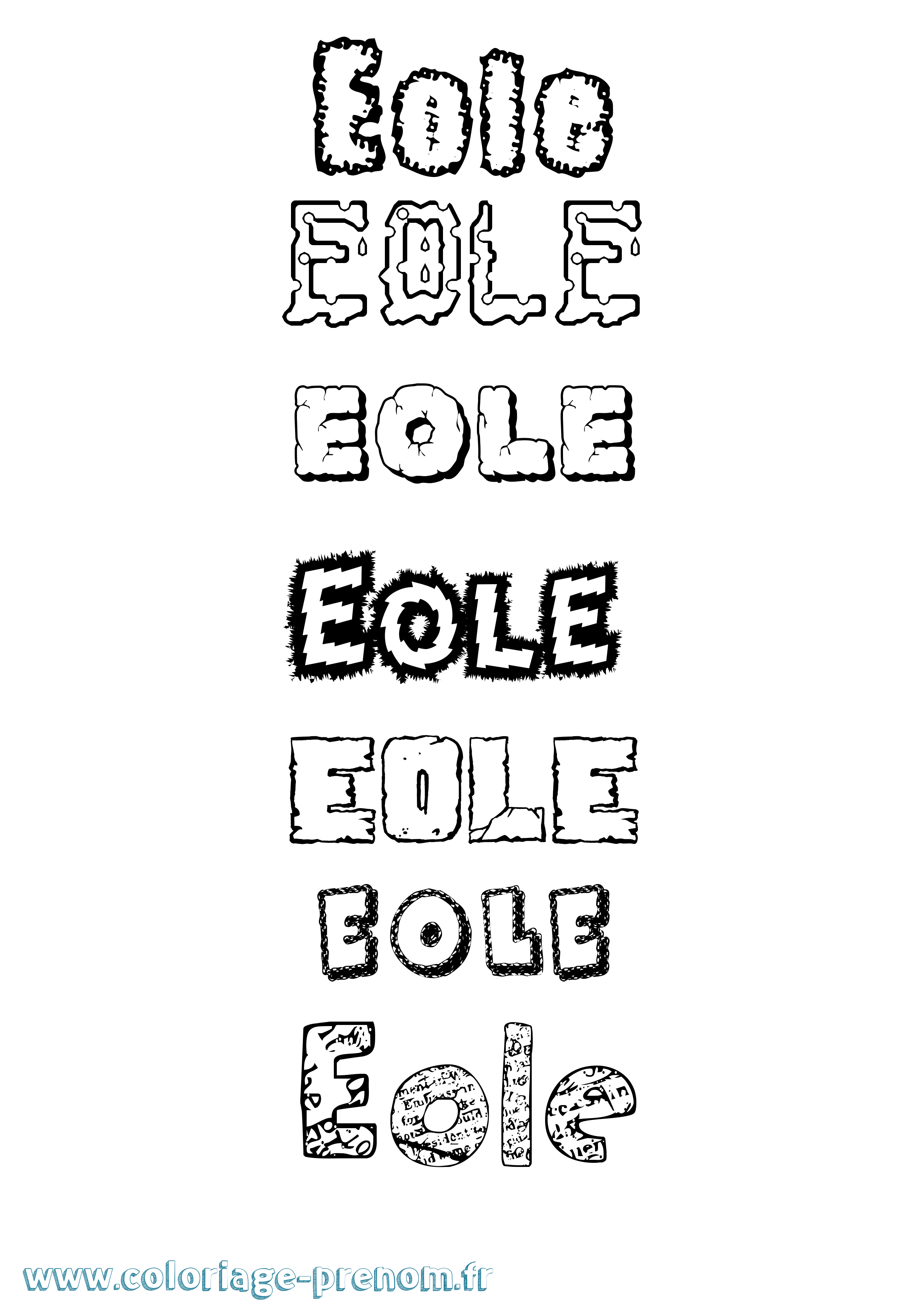 Coloriage Eole Destructuré Coloriage prénom Eole Destructuré