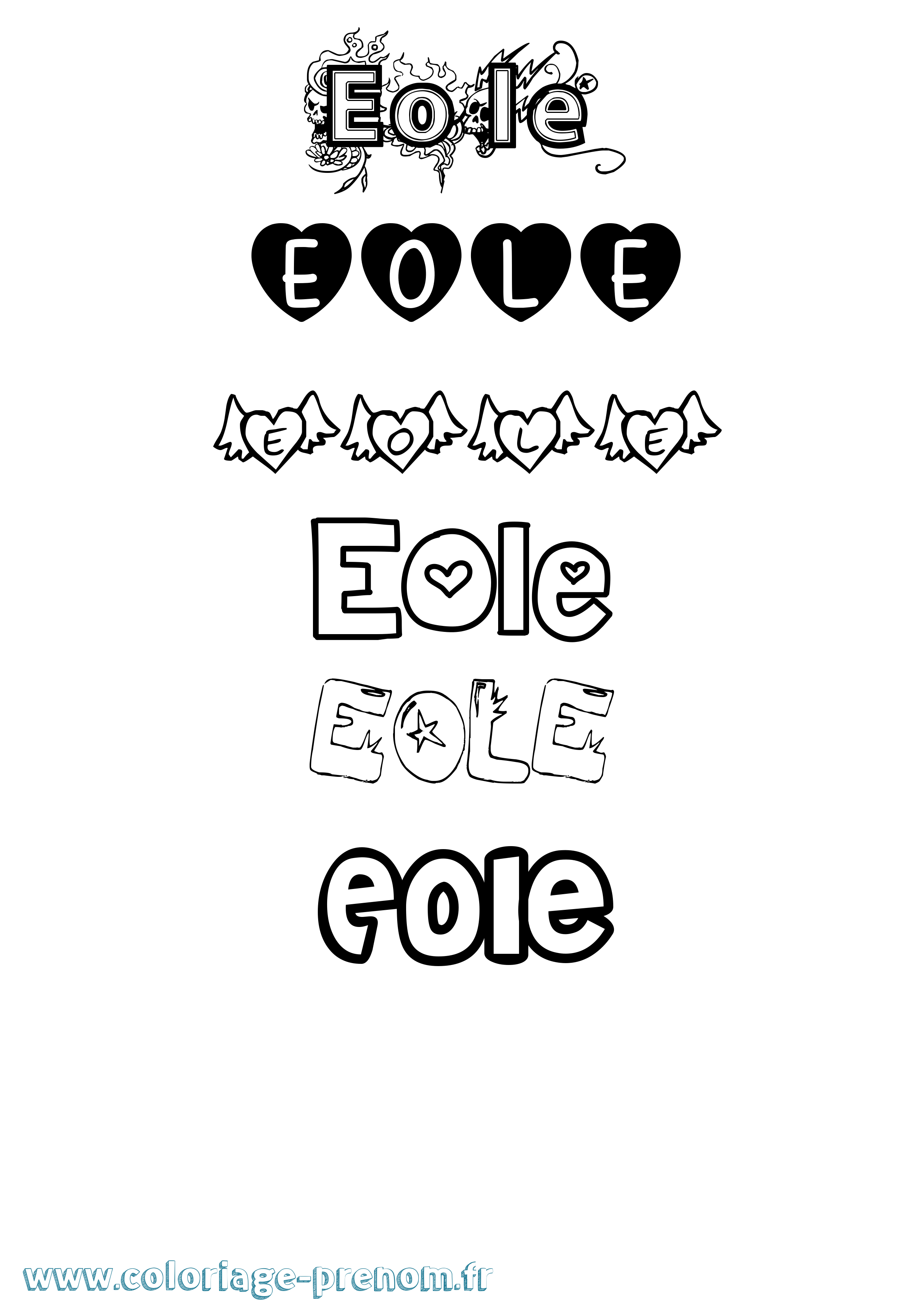 Coloriage Eole Girly Coloriage prénom Eole Girly