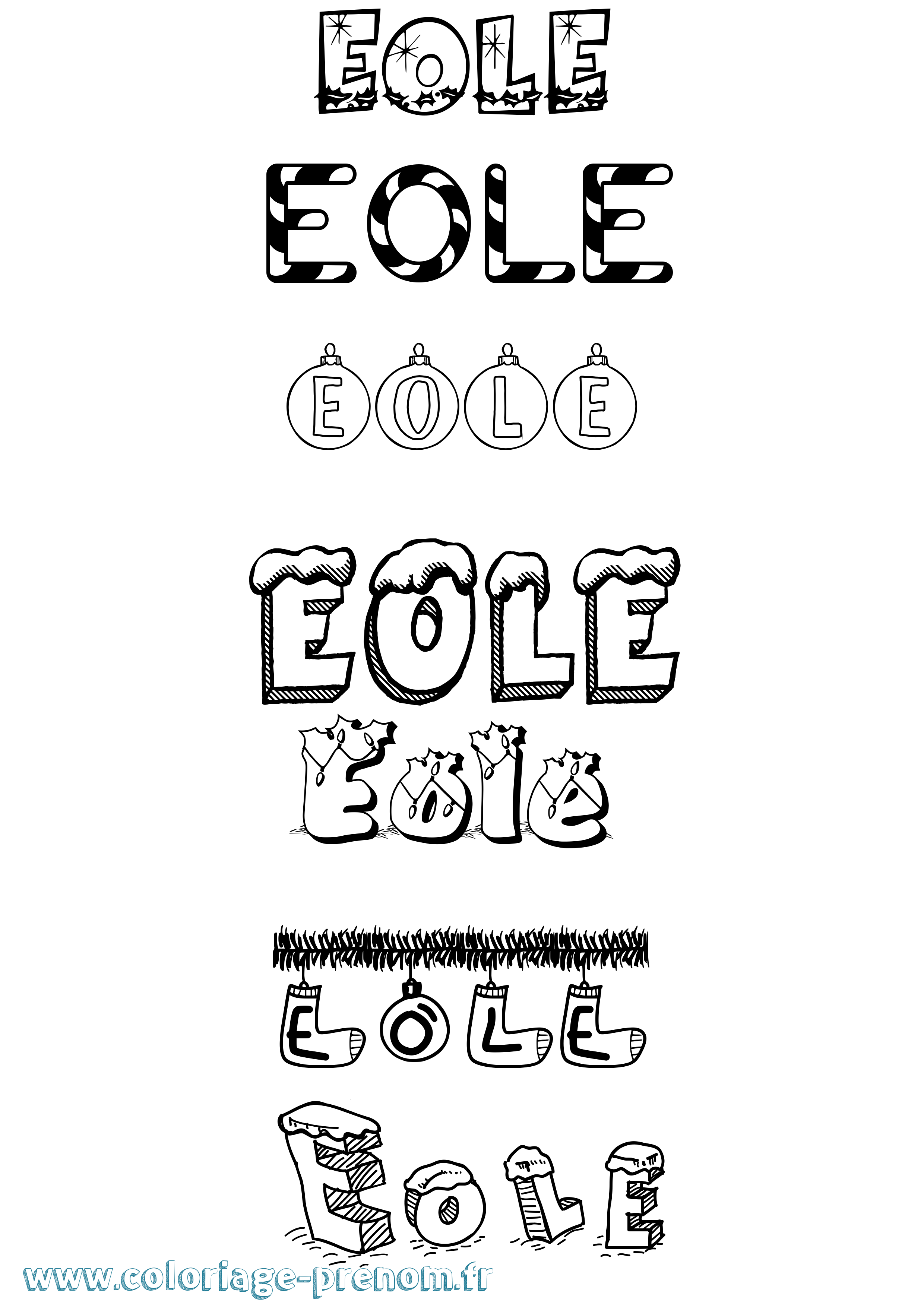 Coloriage Eole Noël Coloriage prénom Eole Noël
