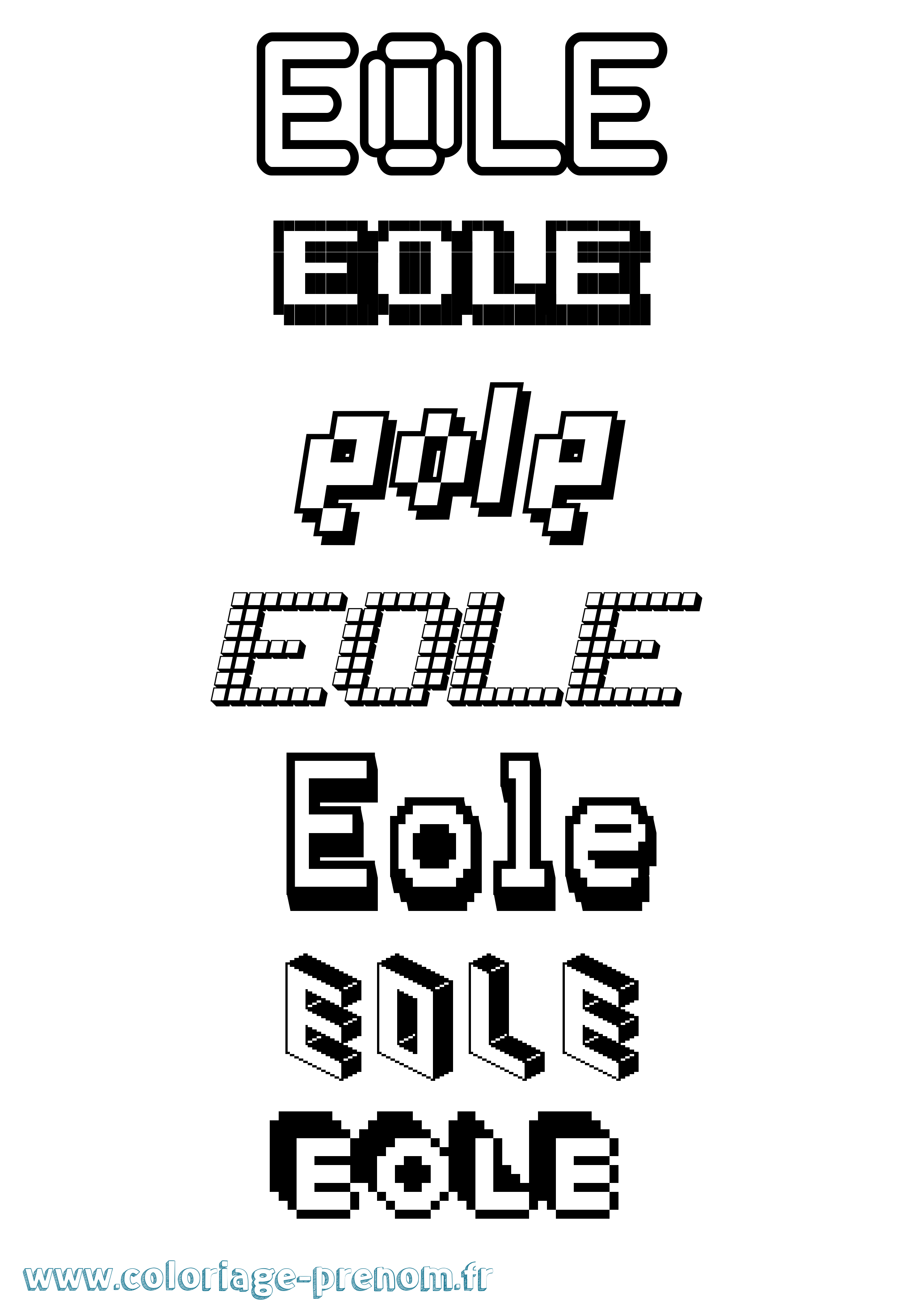Coloriage Eole Pixel Coloriage prénom Eole Pixel