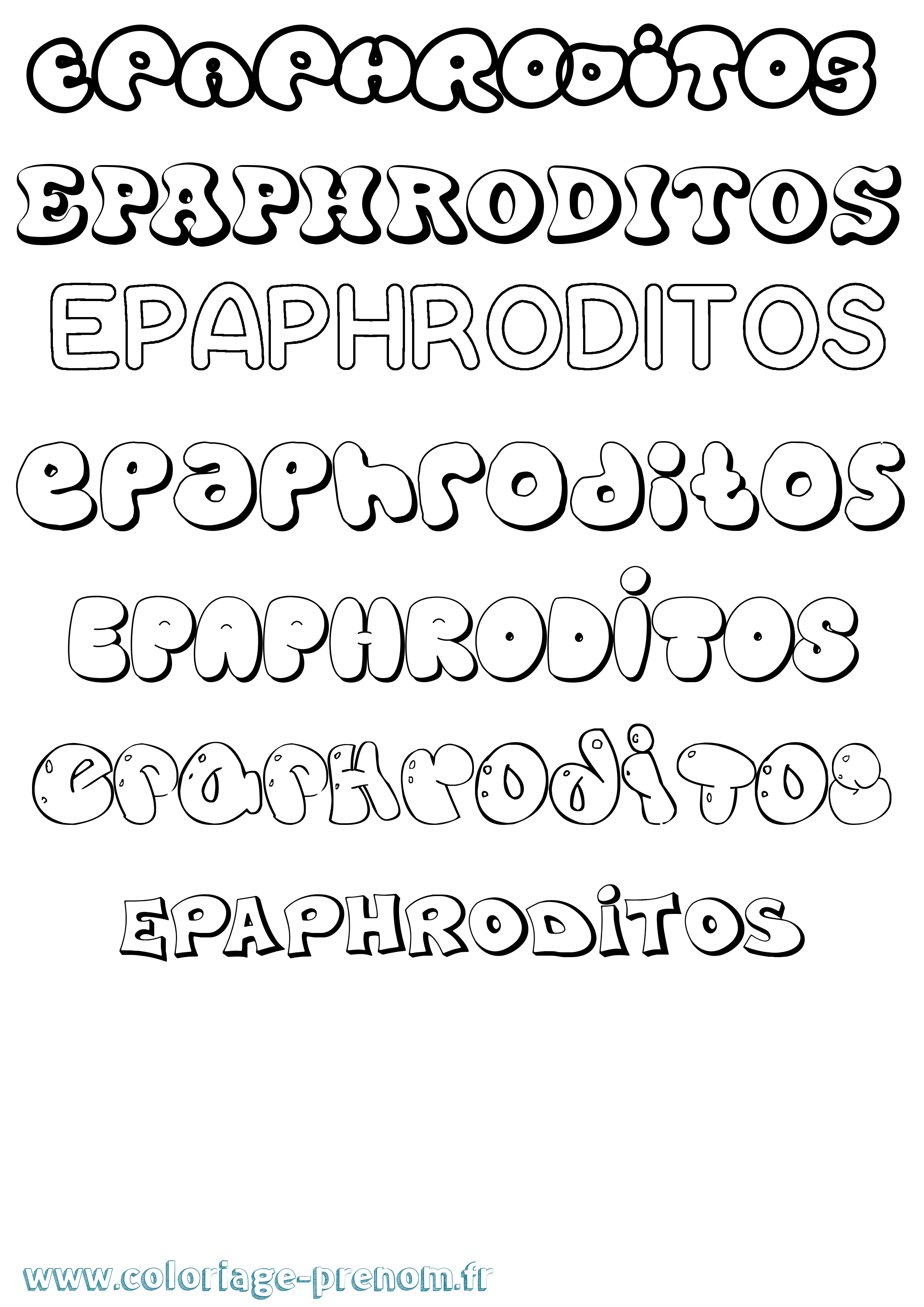 Coloriage Epaphroditos Bubble Coloriage prénom Epaphroditos Bubble