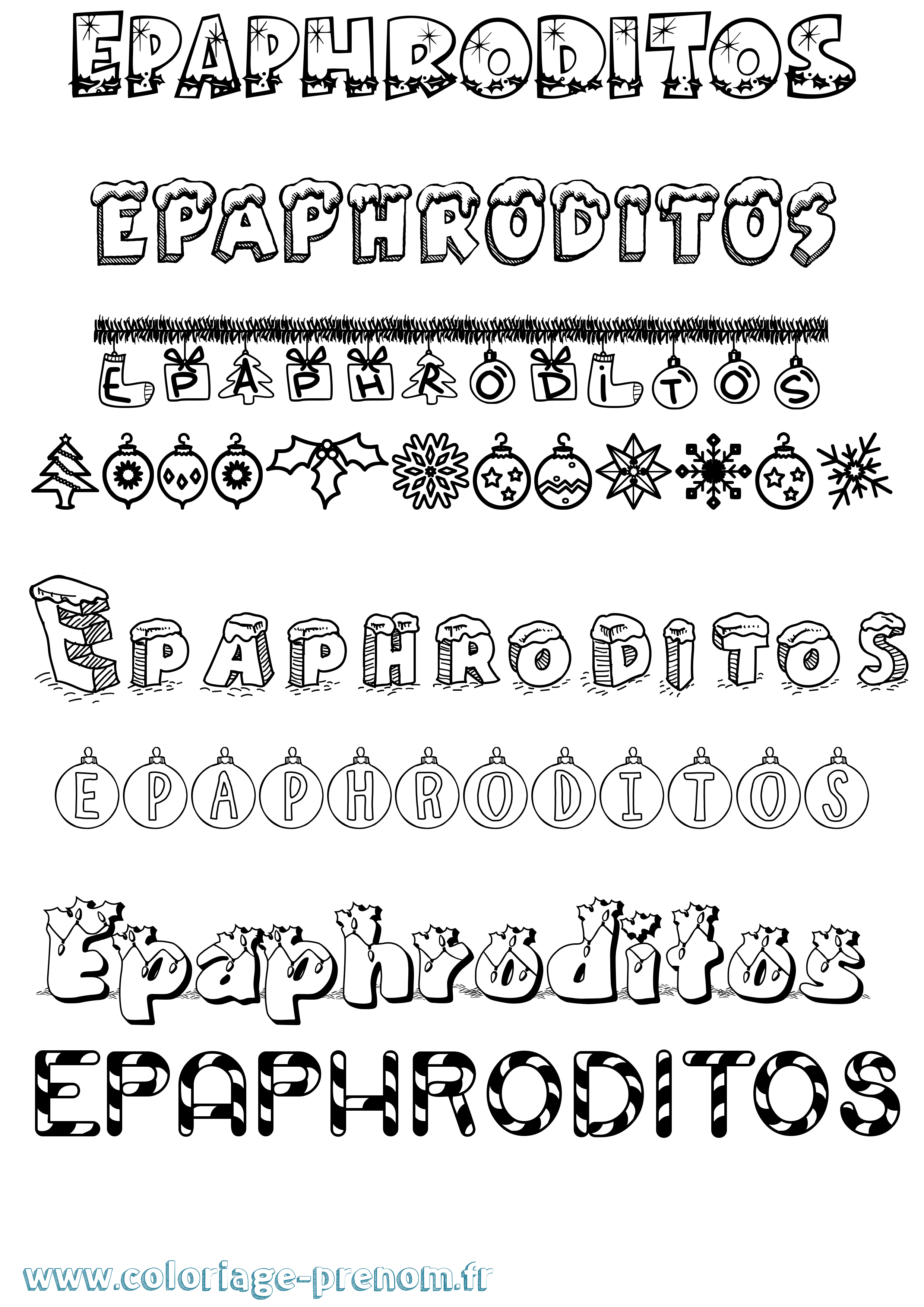 Coloriage Epaphroditos Noël Coloriage prénom Epaphroditos Noël