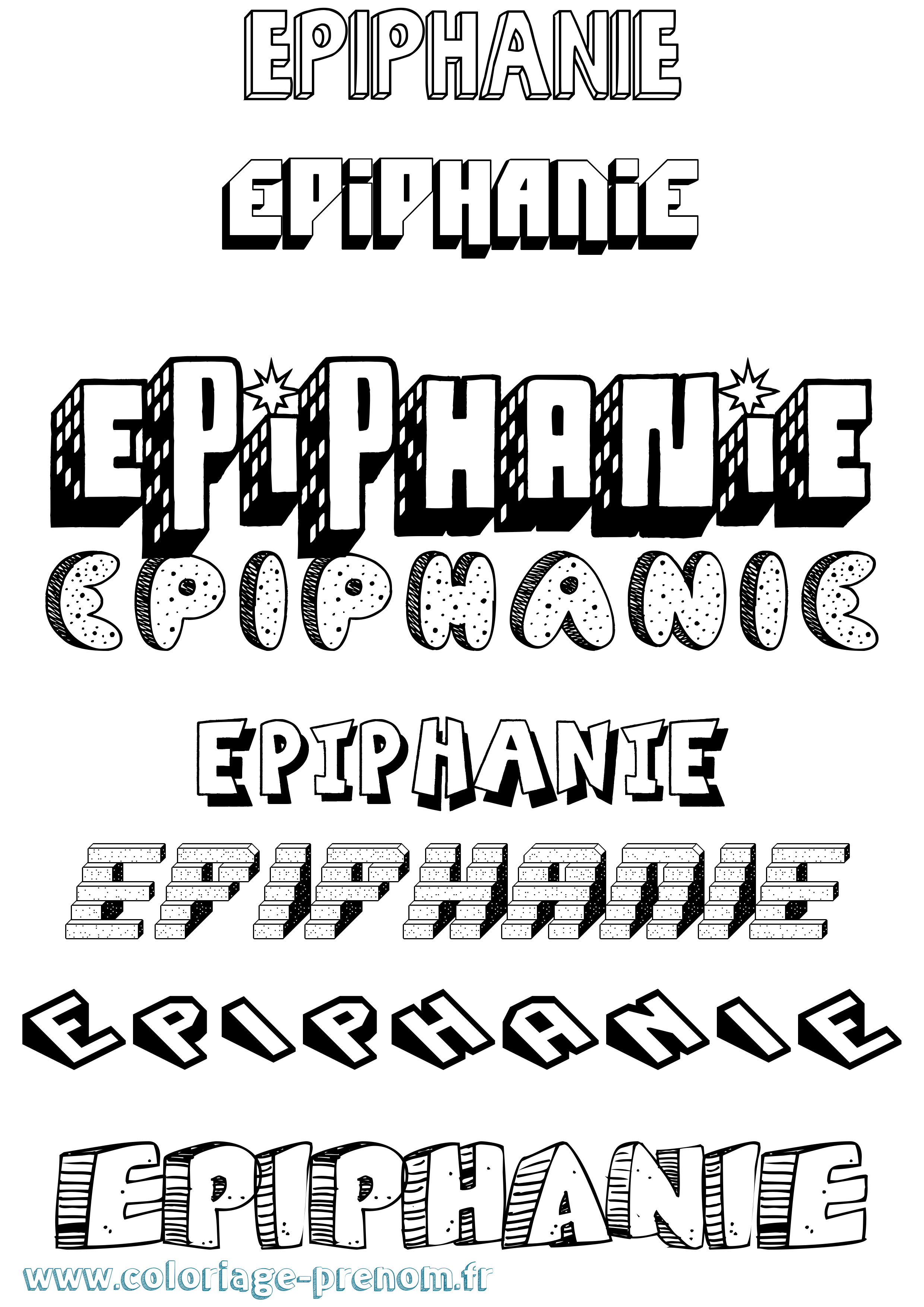 Coloriage Epiphanie Effet 3D Coloriage prénom Epiphanie Effet 3D
