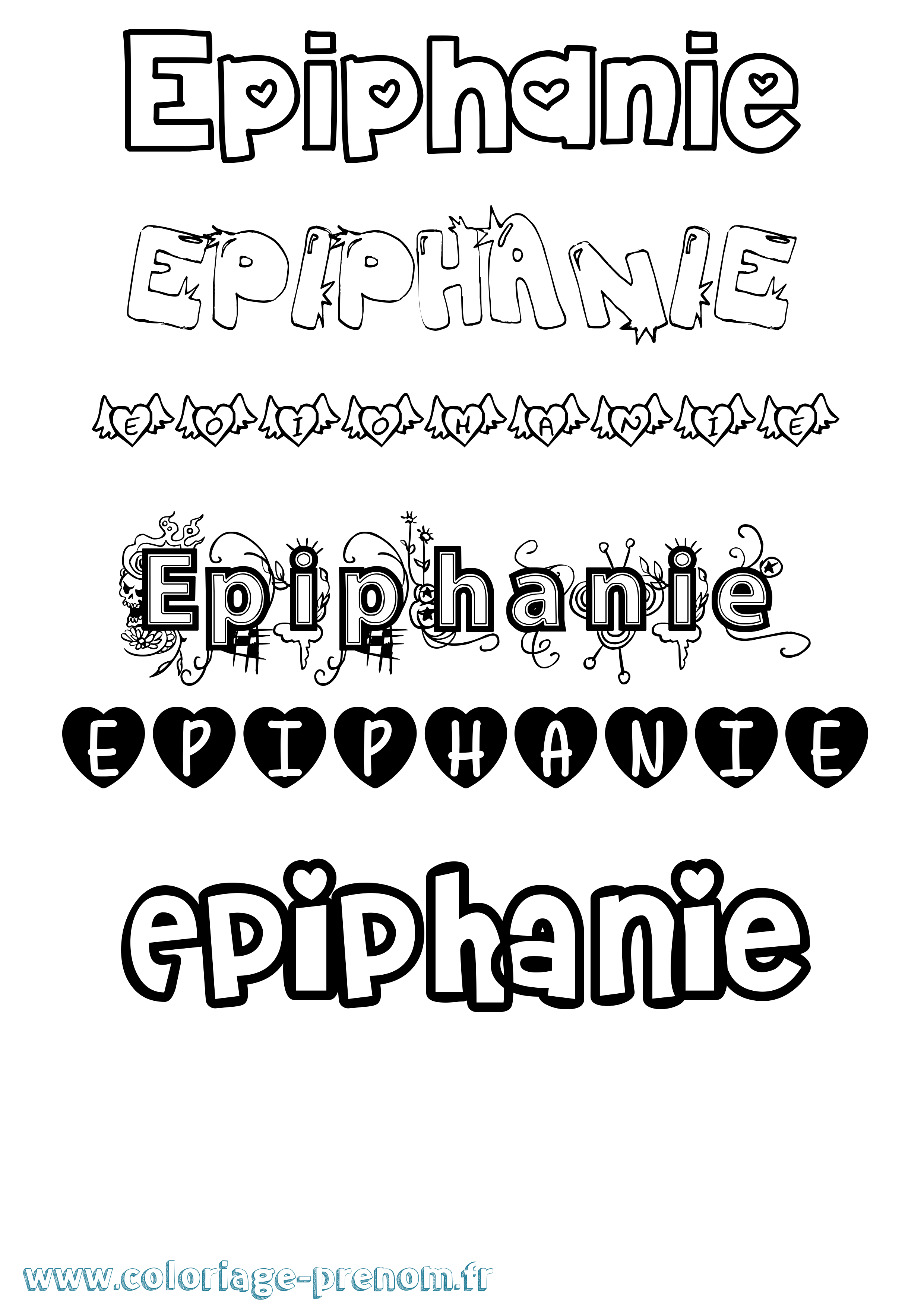 Coloriage Epiphanie Girly Coloriage prénom Epiphanie Girly