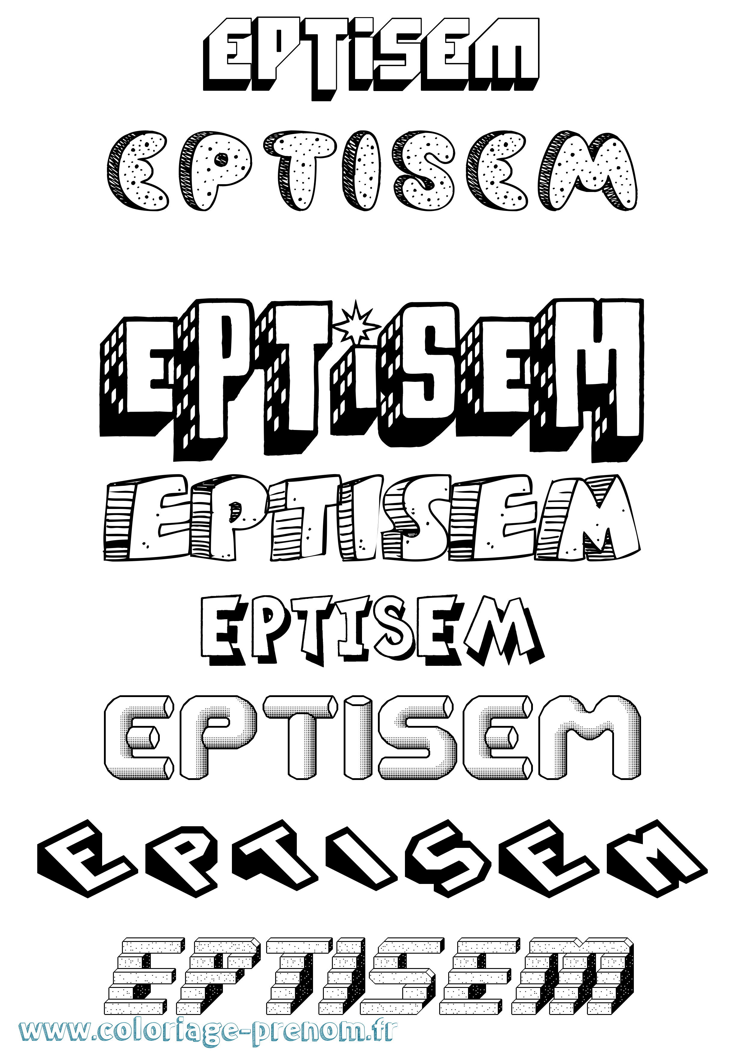 Coloriage Eptisem Effet 3D Coloriage prénom Eptisem Effet 3D