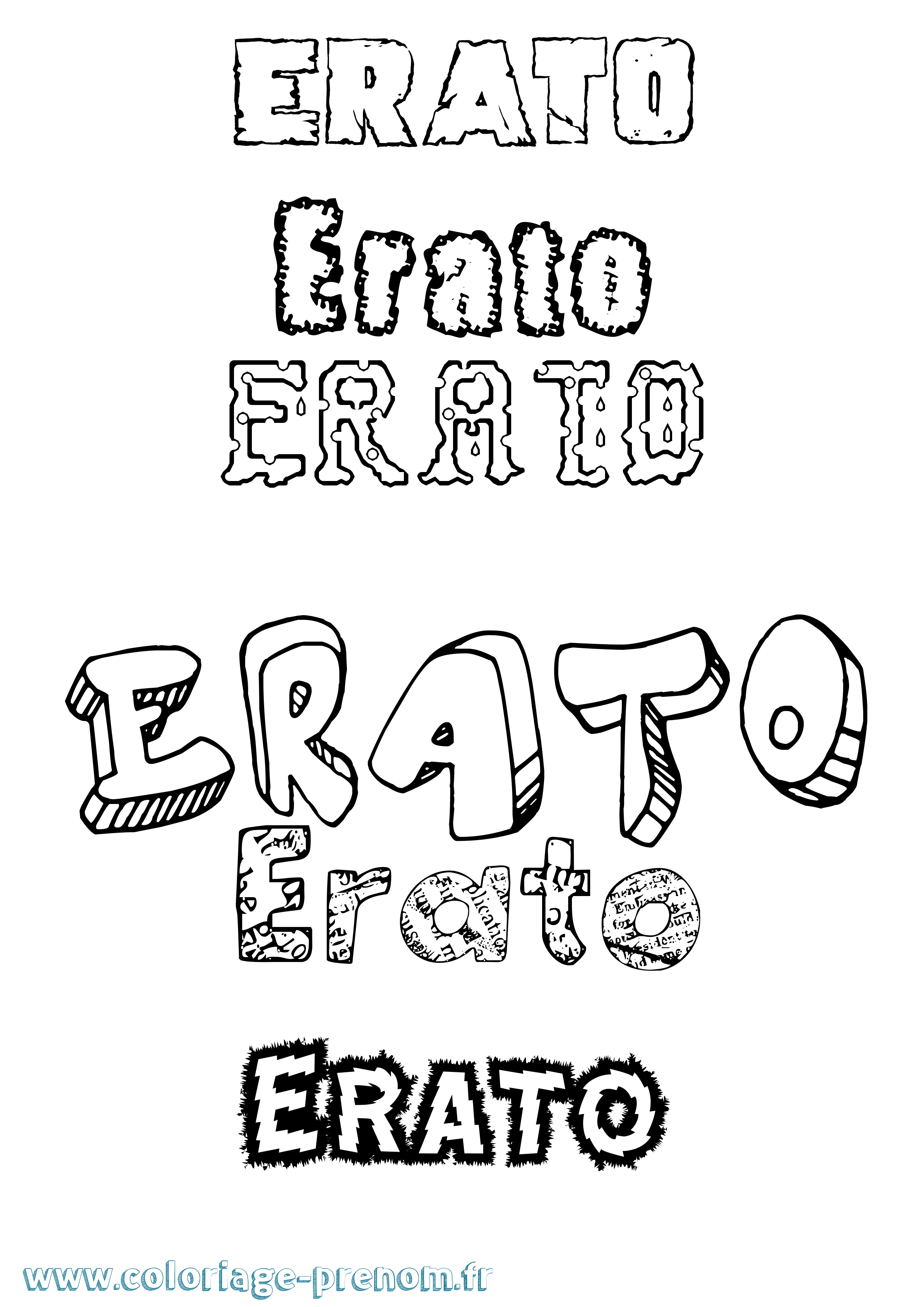 Coloriage Erato Destructuré Coloriage prénom Erato Destructuré