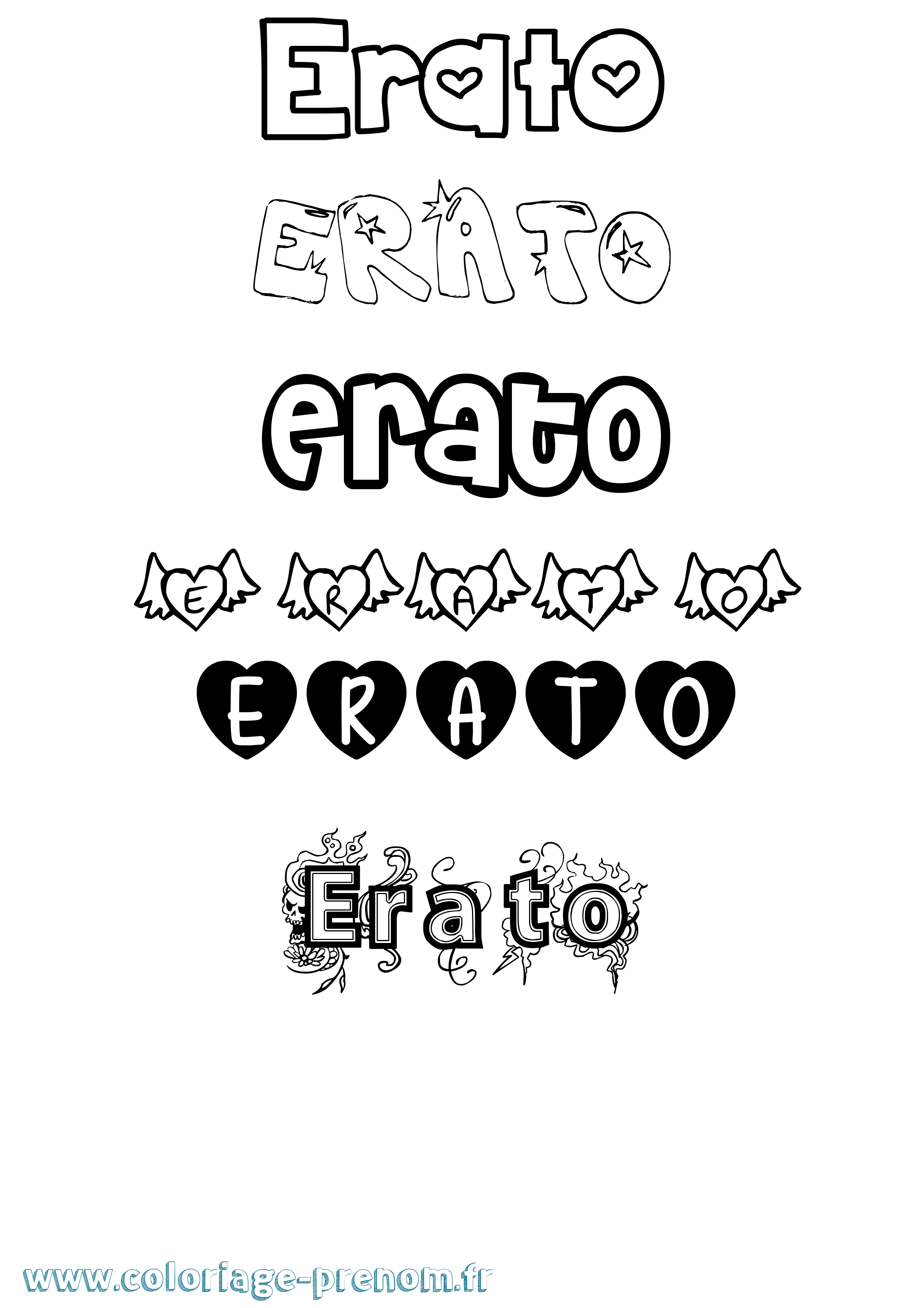 Coloriage Erato Girly Coloriage prénom Erato Girly
