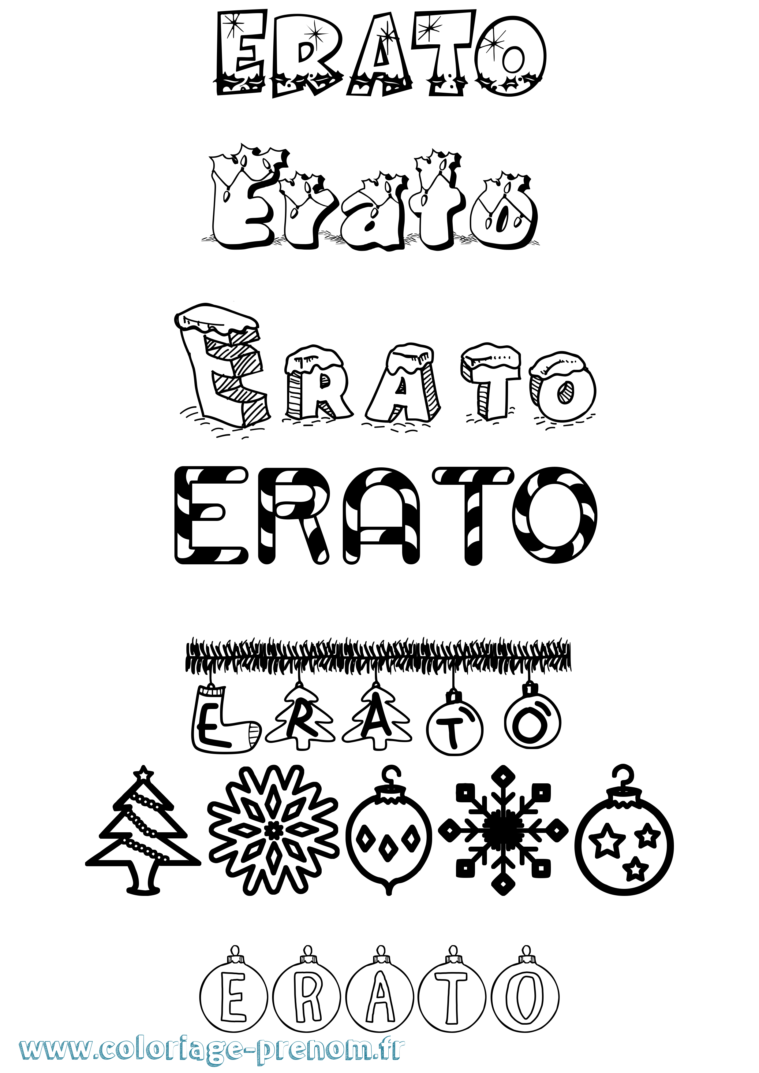 Coloriage Erato Noël Coloriage prénom Erato Noël