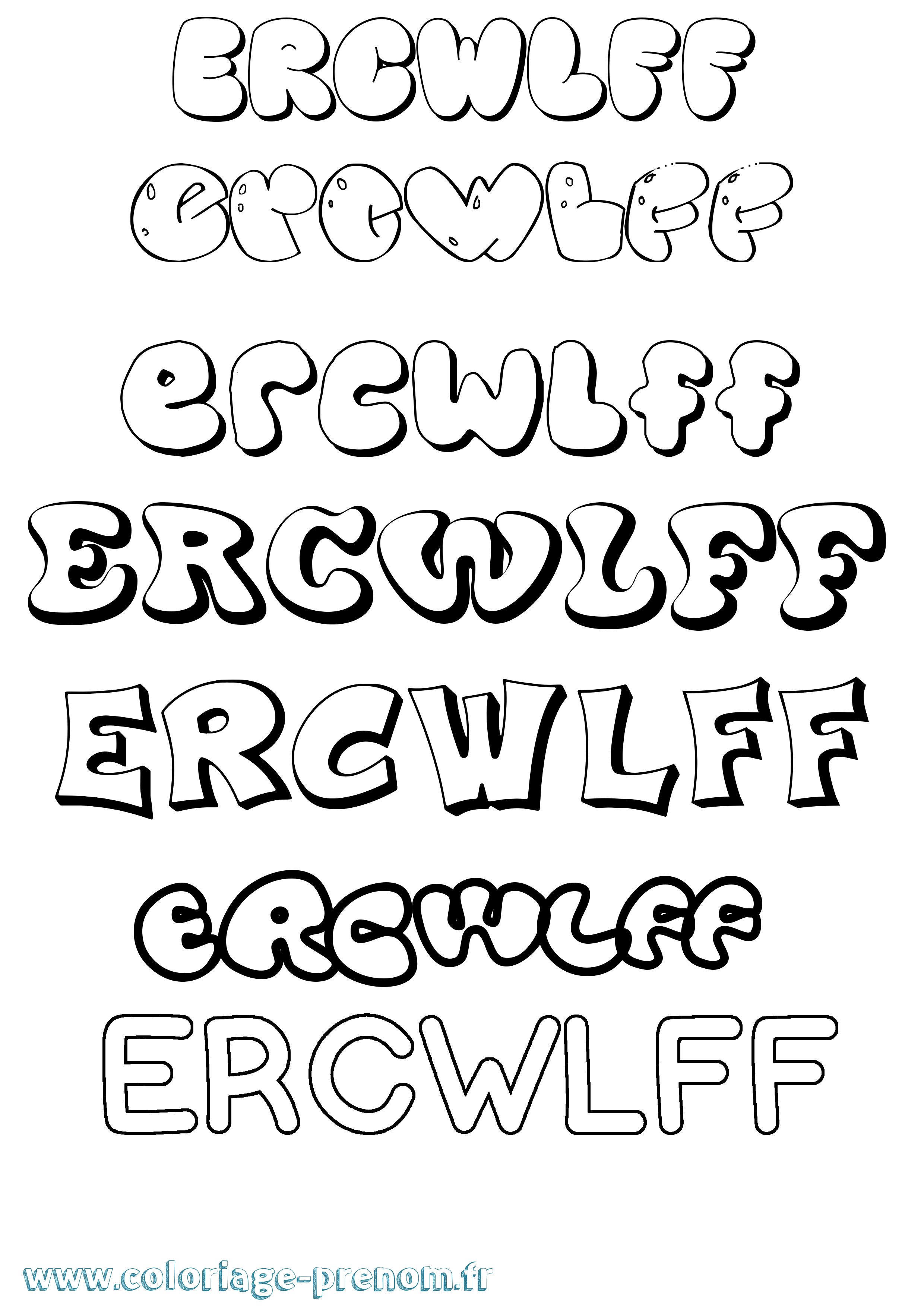 Coloriage Ercwlff Bubble Coloriage prénom Ercwlff Bubble