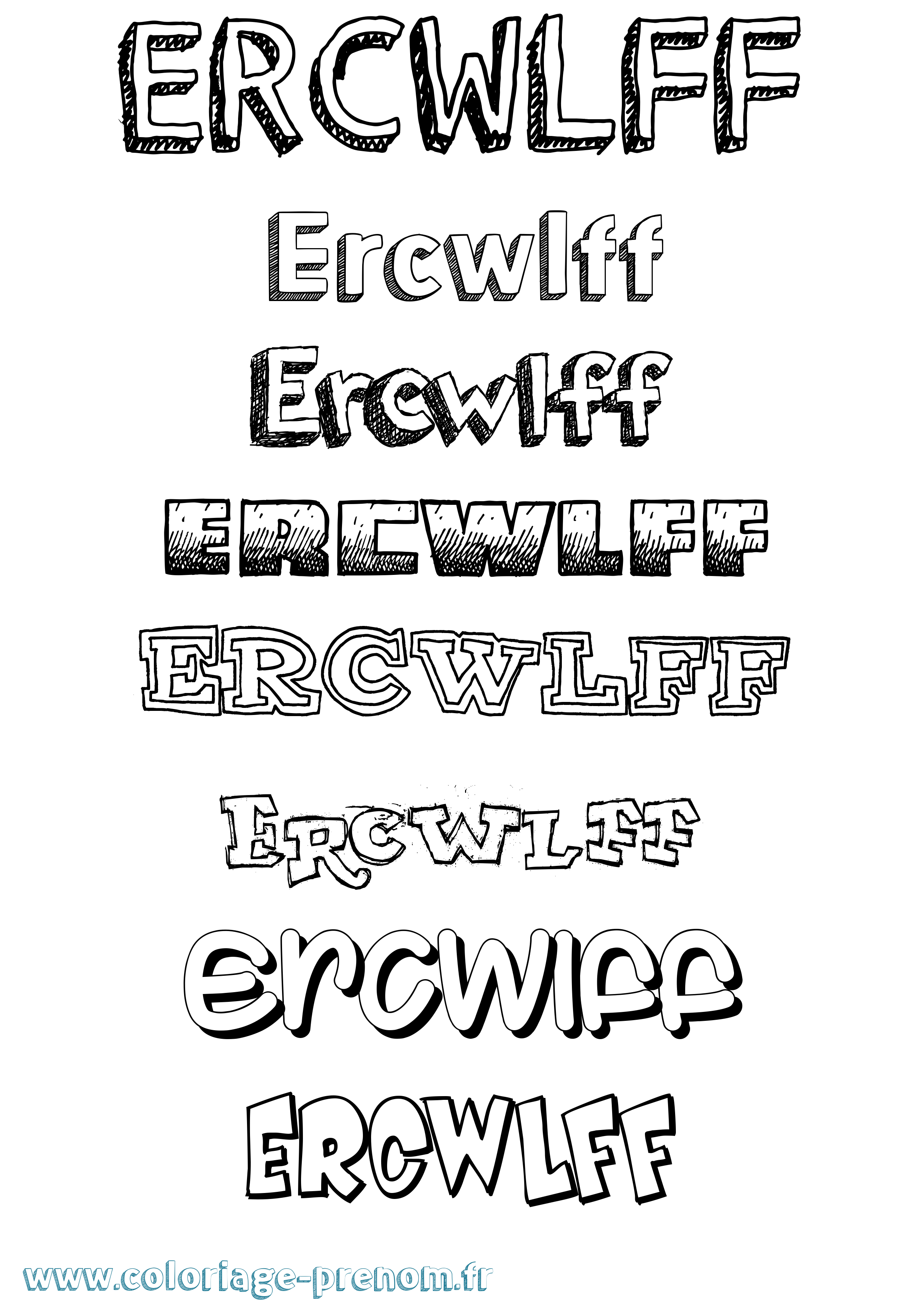 Coloriage Ercwlff Dessiné Coloriage prénom Ercwlff Dessiné