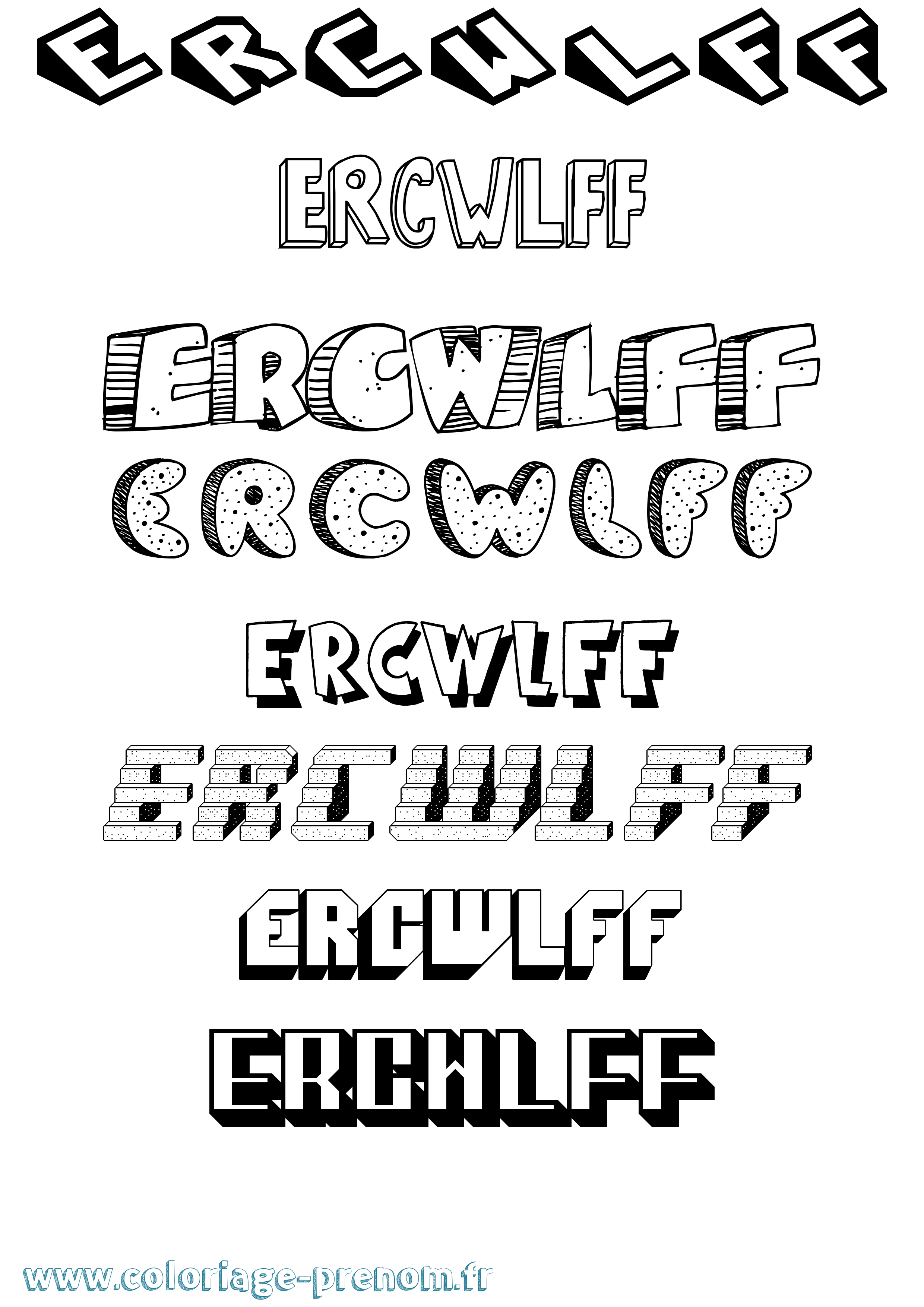 Coloriage Ercwlff Effet 3D Coloriage prénom Ercwlff Effet 3D