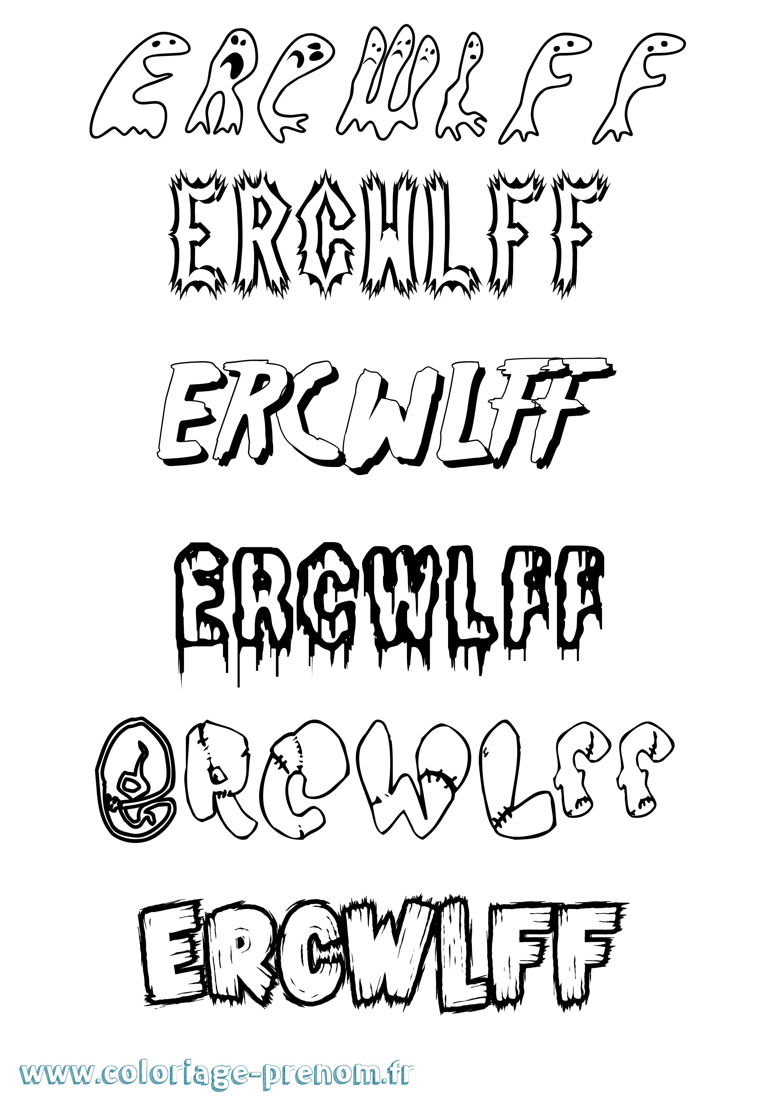 Coloriage Ercwlff Frisson Coloriage prénom Ercwlff Frisson