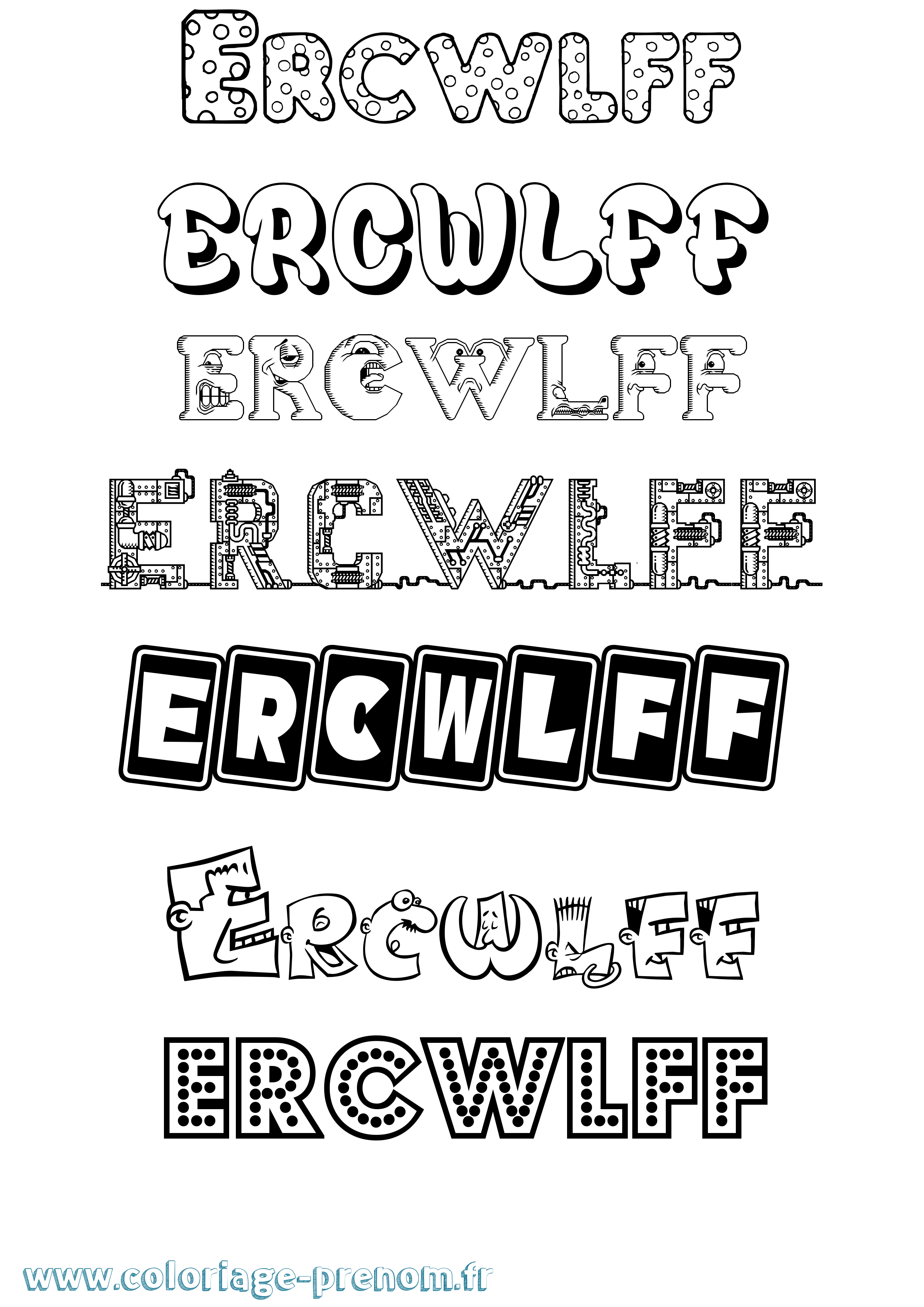 Coloriage Ercwlff Fun Coloriage prénom Ercwlff Fun