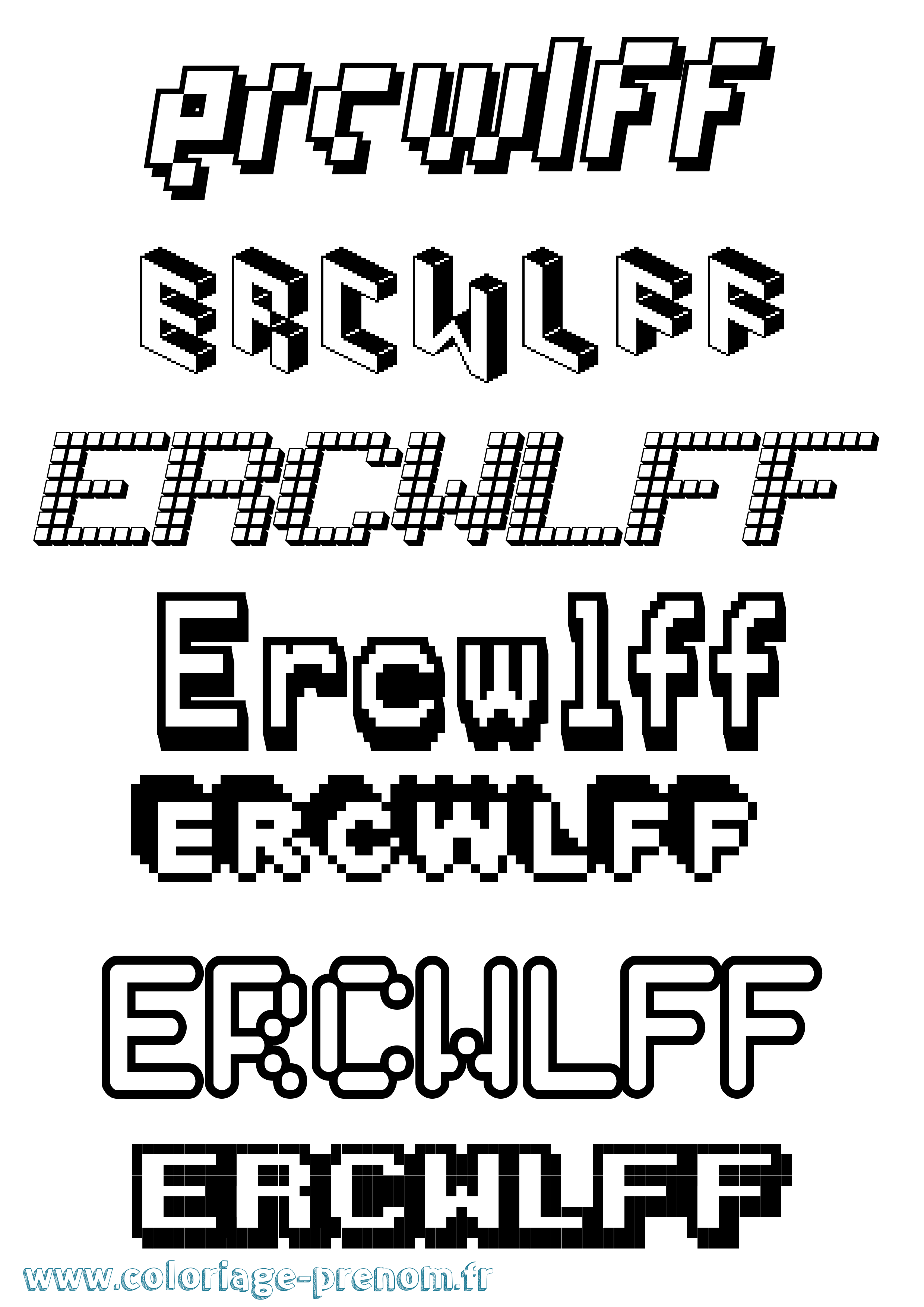 Coloriage Ercwlff Pixel Coloriage prénom Ercwlff Pixel
