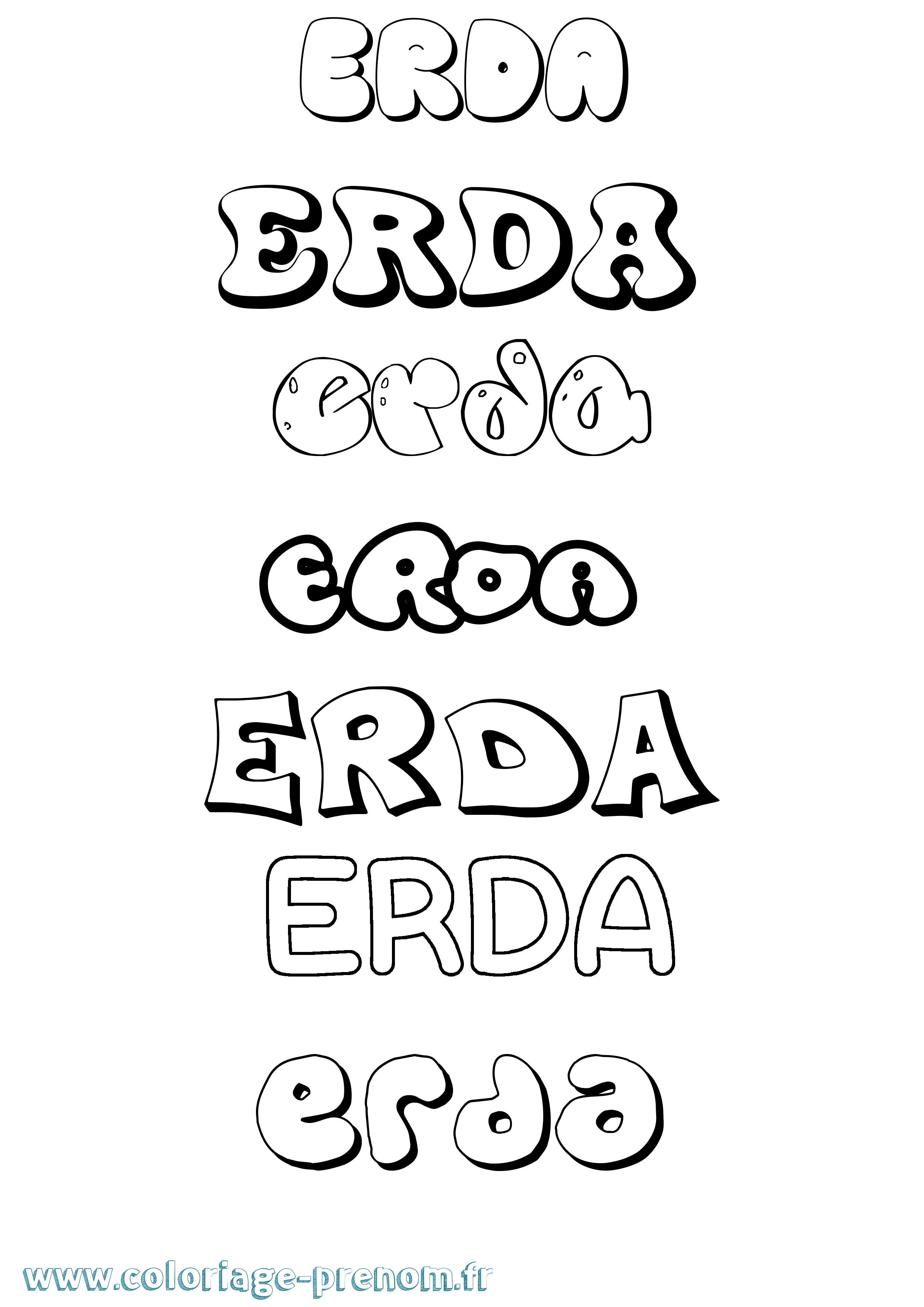 Coloriage Erda Bubble Coloriage prénom Erda Bubble