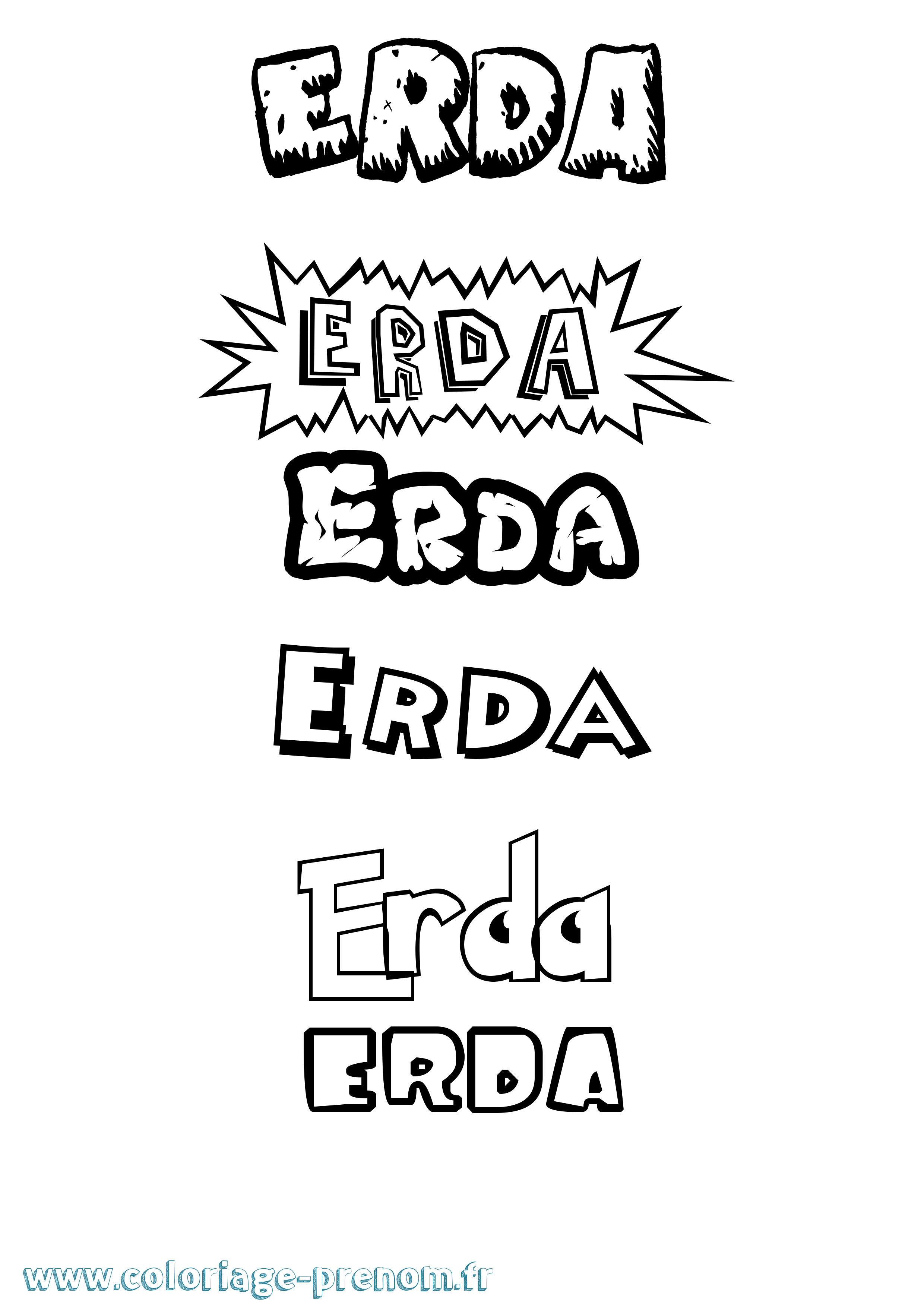 Coloriage Erda Dessin Animé Coloriage prénom Erda Dessin Animé