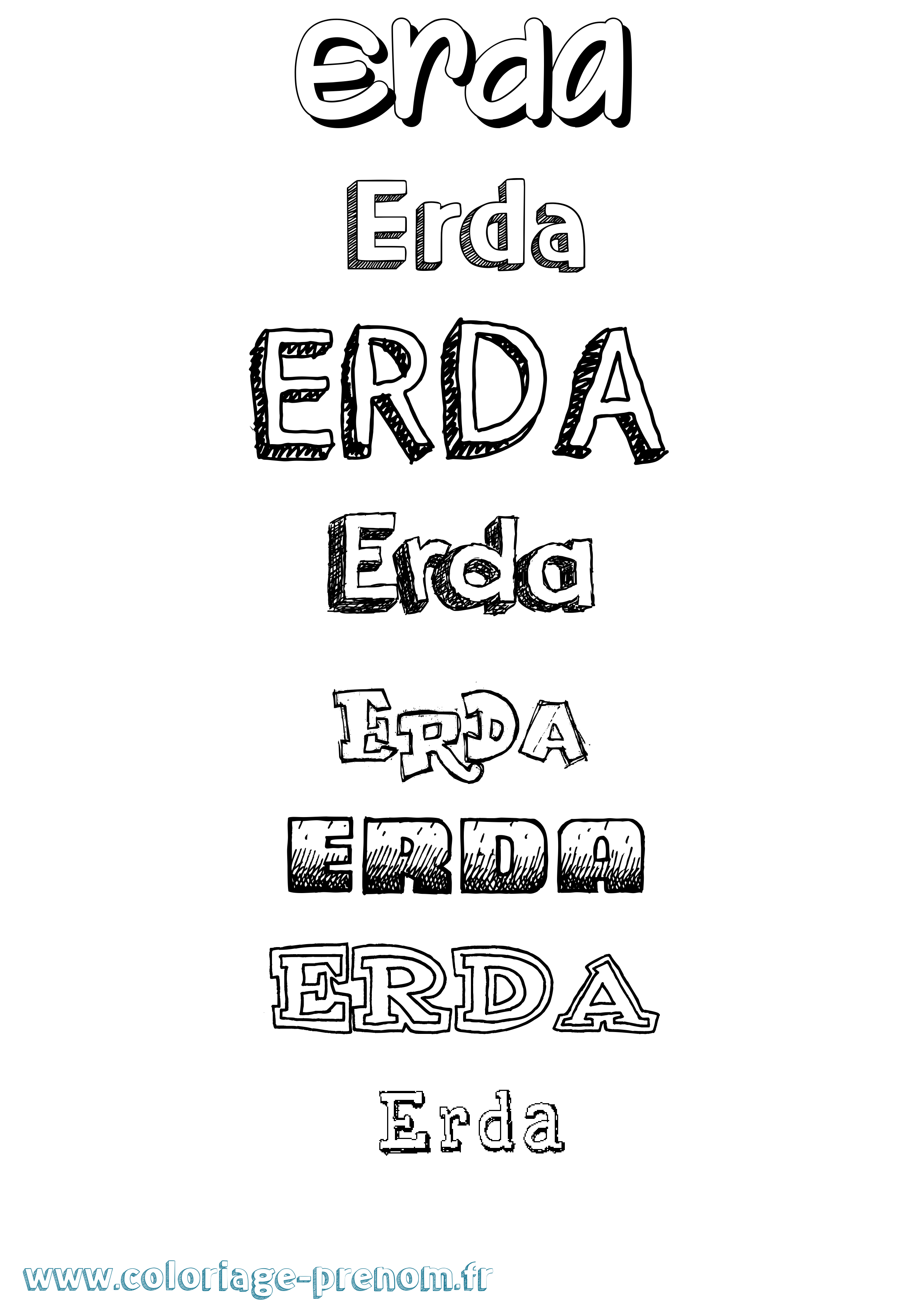 Coloriage Erda Dessiné Coloriage prénom Erda Dessiné