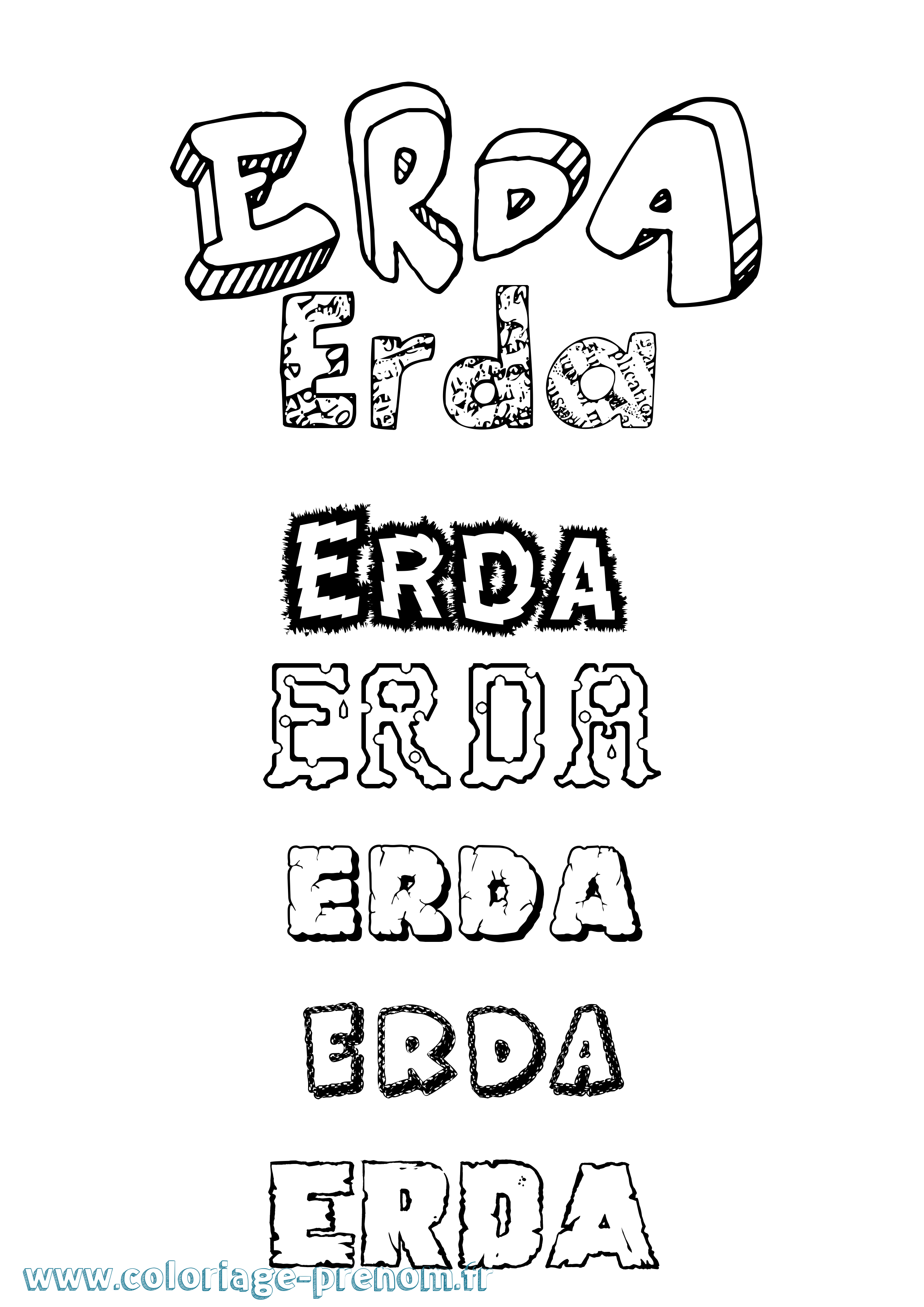 Coloriage Erda Destructuré Coloriage prénom Erda Destructuré