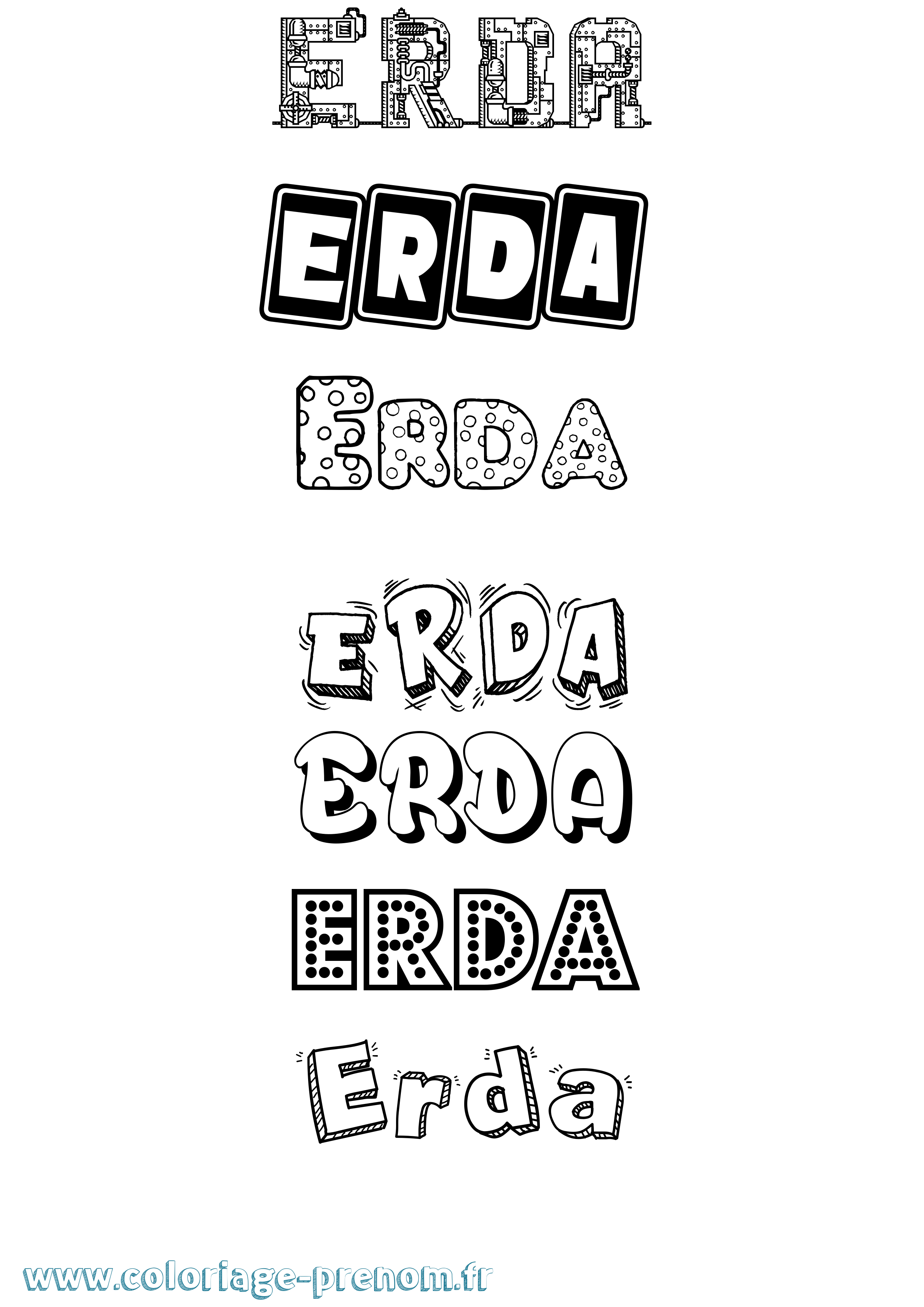 Coloriage Erda Fun Coloriage prénom Erda Fun