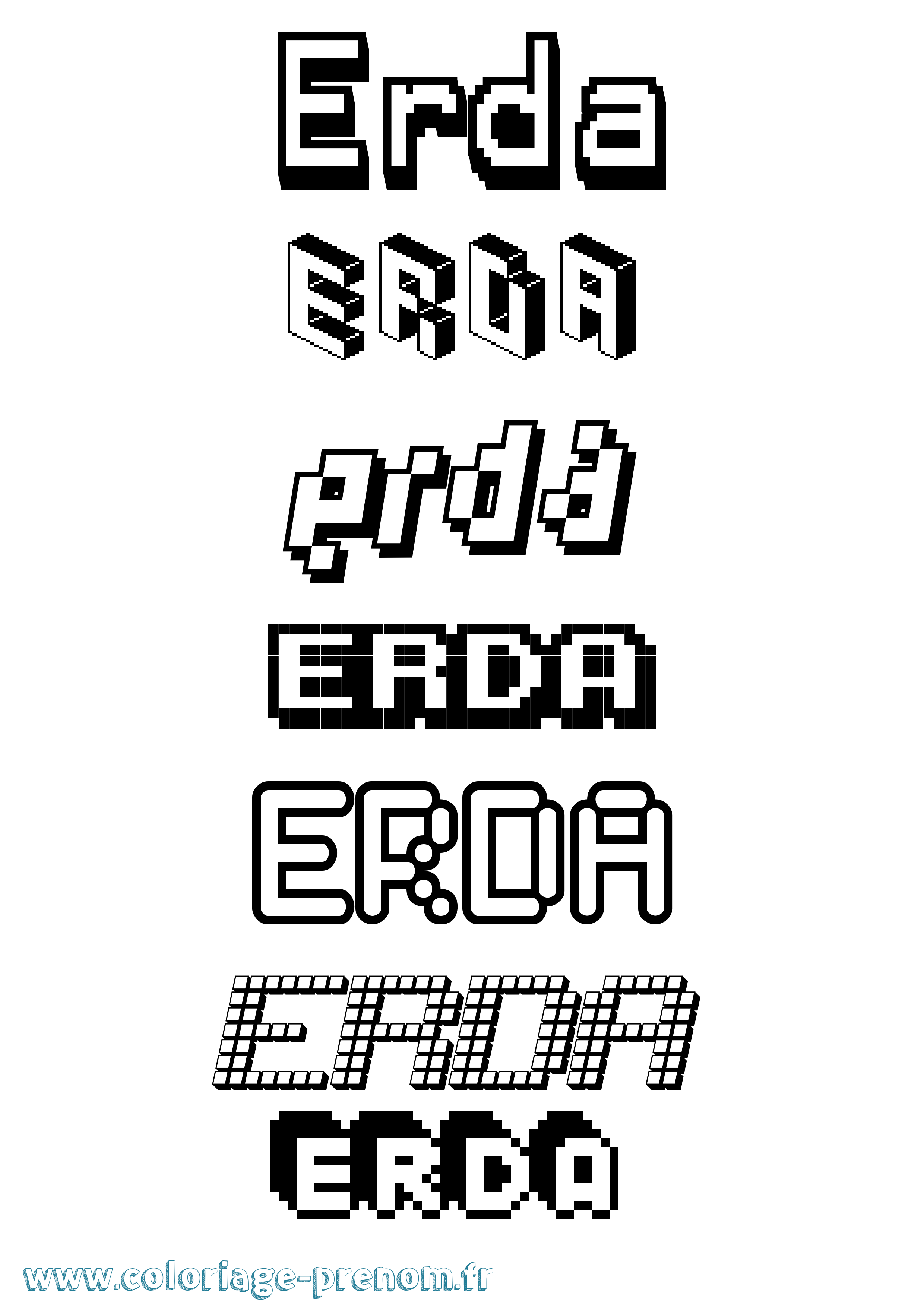 Coloriage Erda Pixel Coloriage prénom Erda Pixel