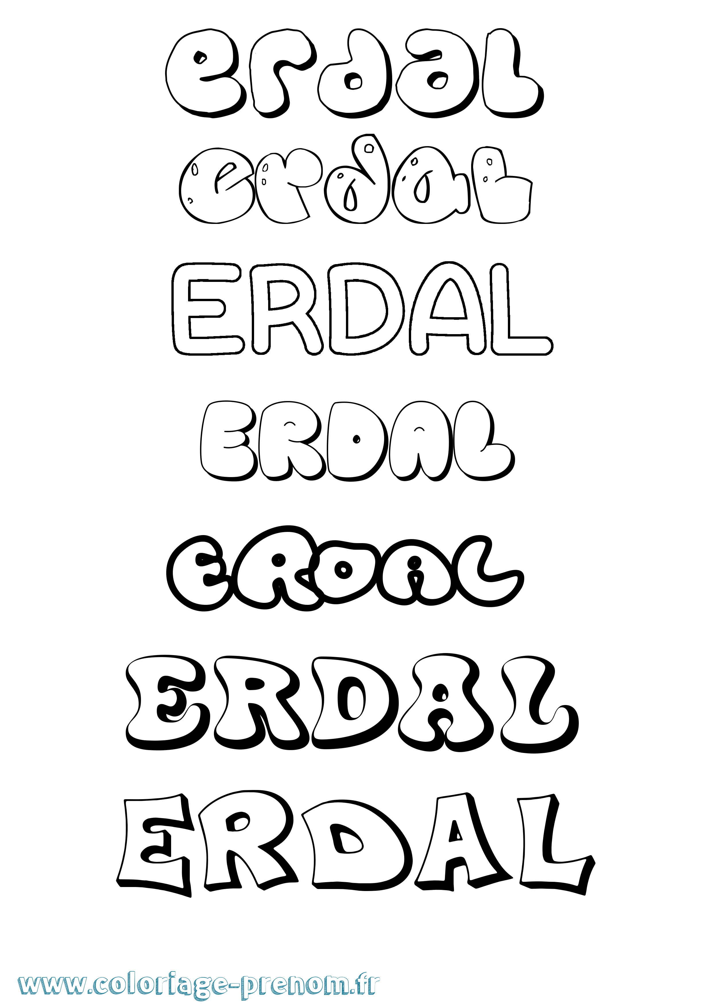 Coloriage Erdal Bubble Coloriage prénom Erdal Bubble