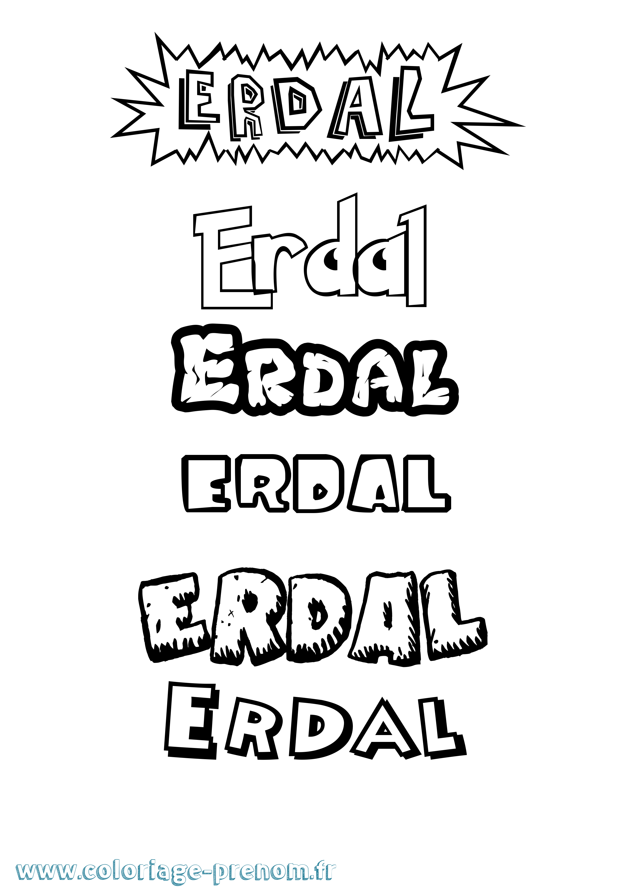 Coloriage Erdal Dessin Animé Coloriage prénom Erdal Dessin Animé