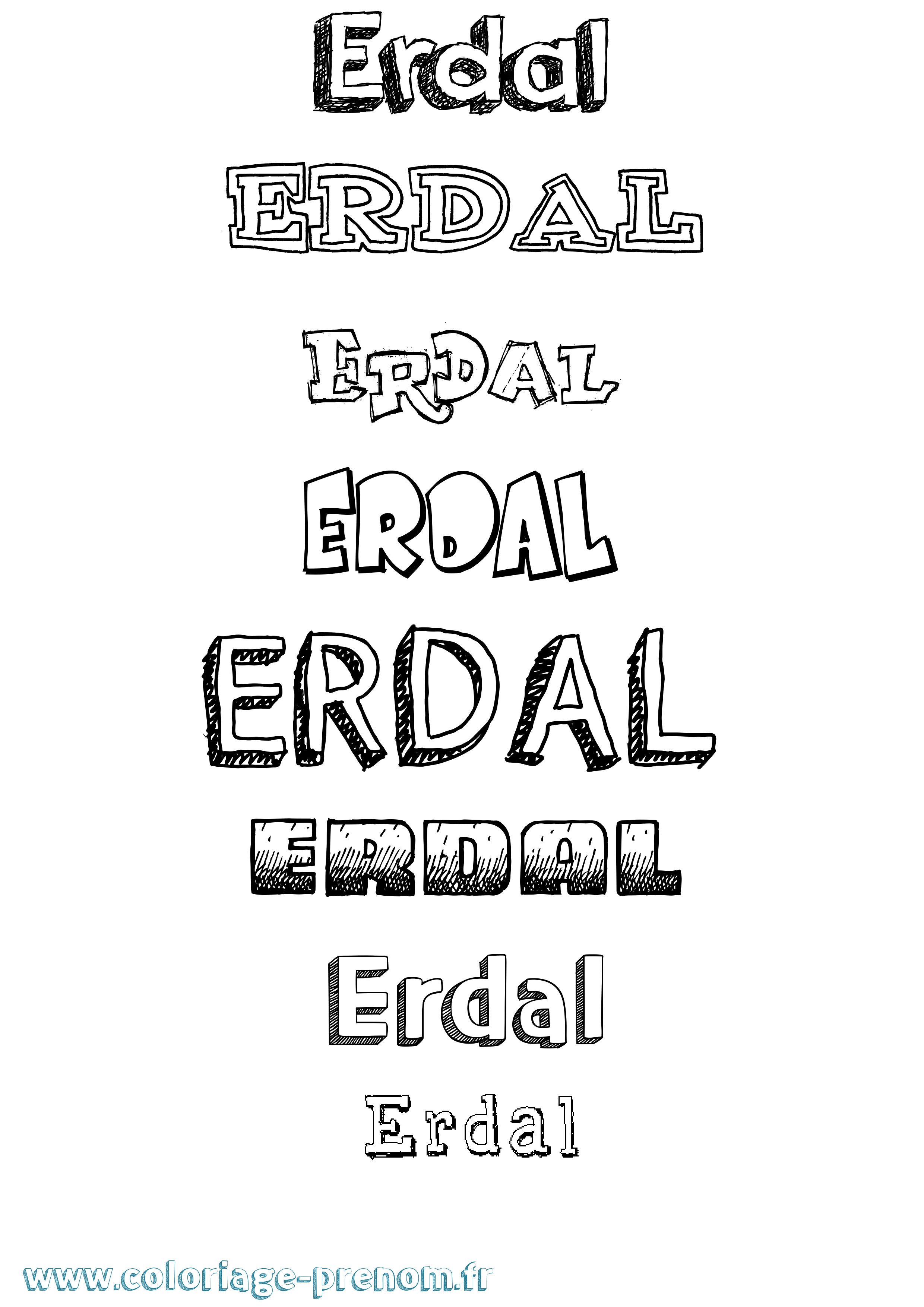 Coloriage Erdal Dessiné Coloriage prénom Erdal Dessiné