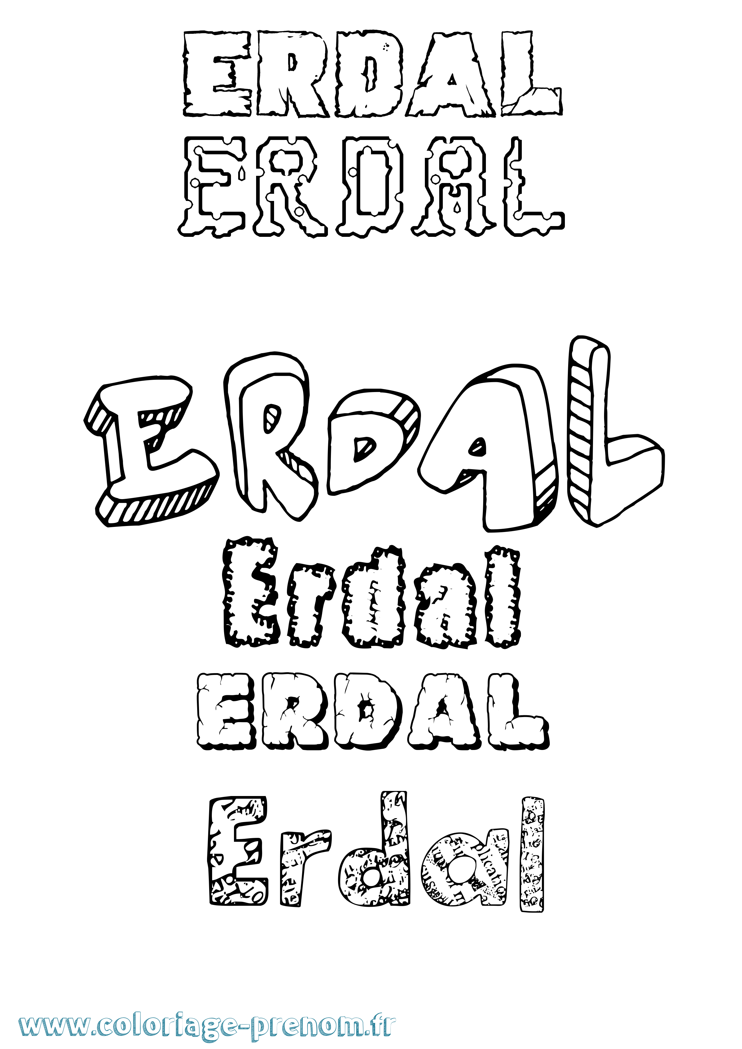 Coloriage Erdal Destructuré Coloriage prénom Erdal Destructuré