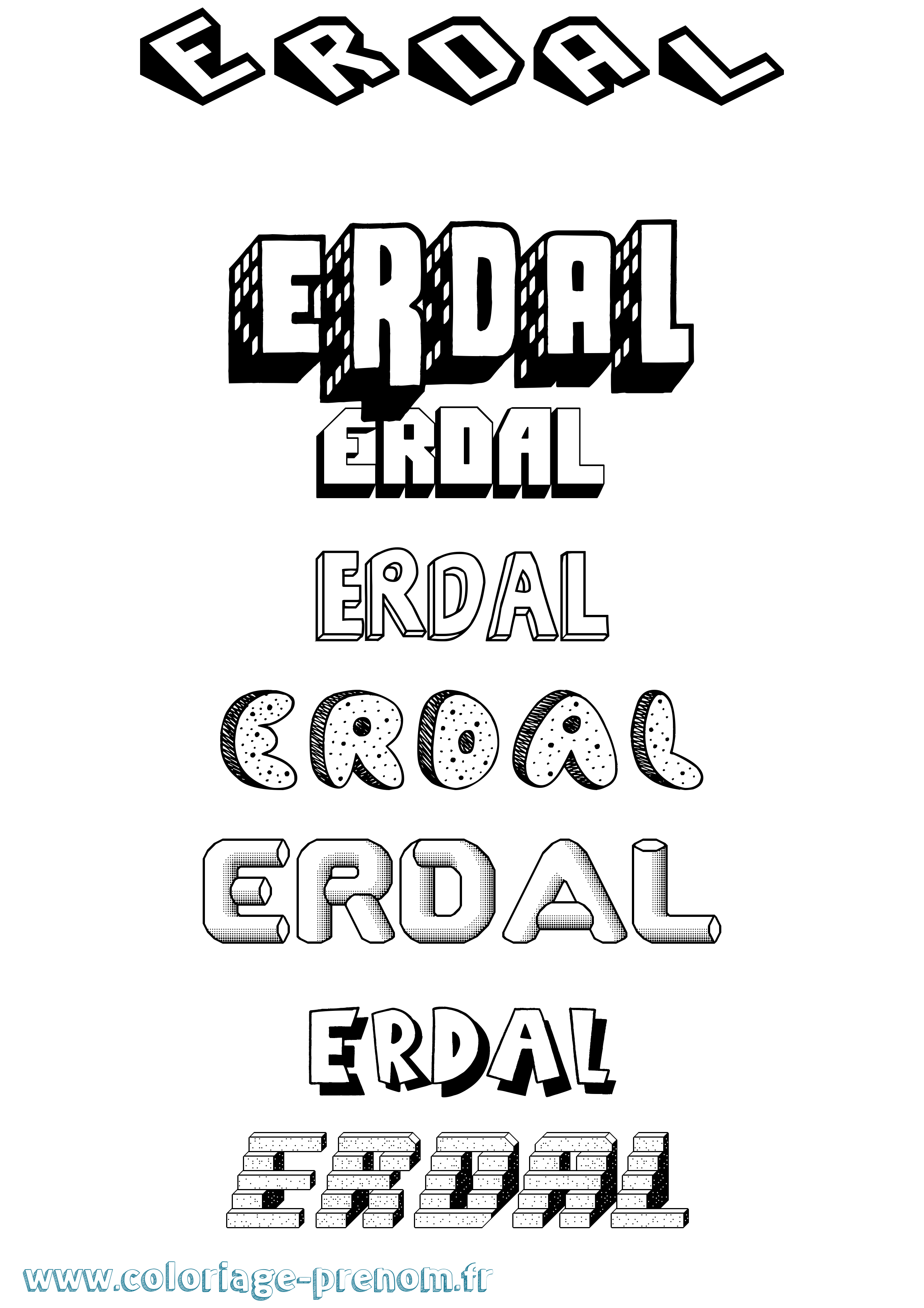 Coloriage Erdal Effet 3D Coloriage prénom Erdal Effet 3D