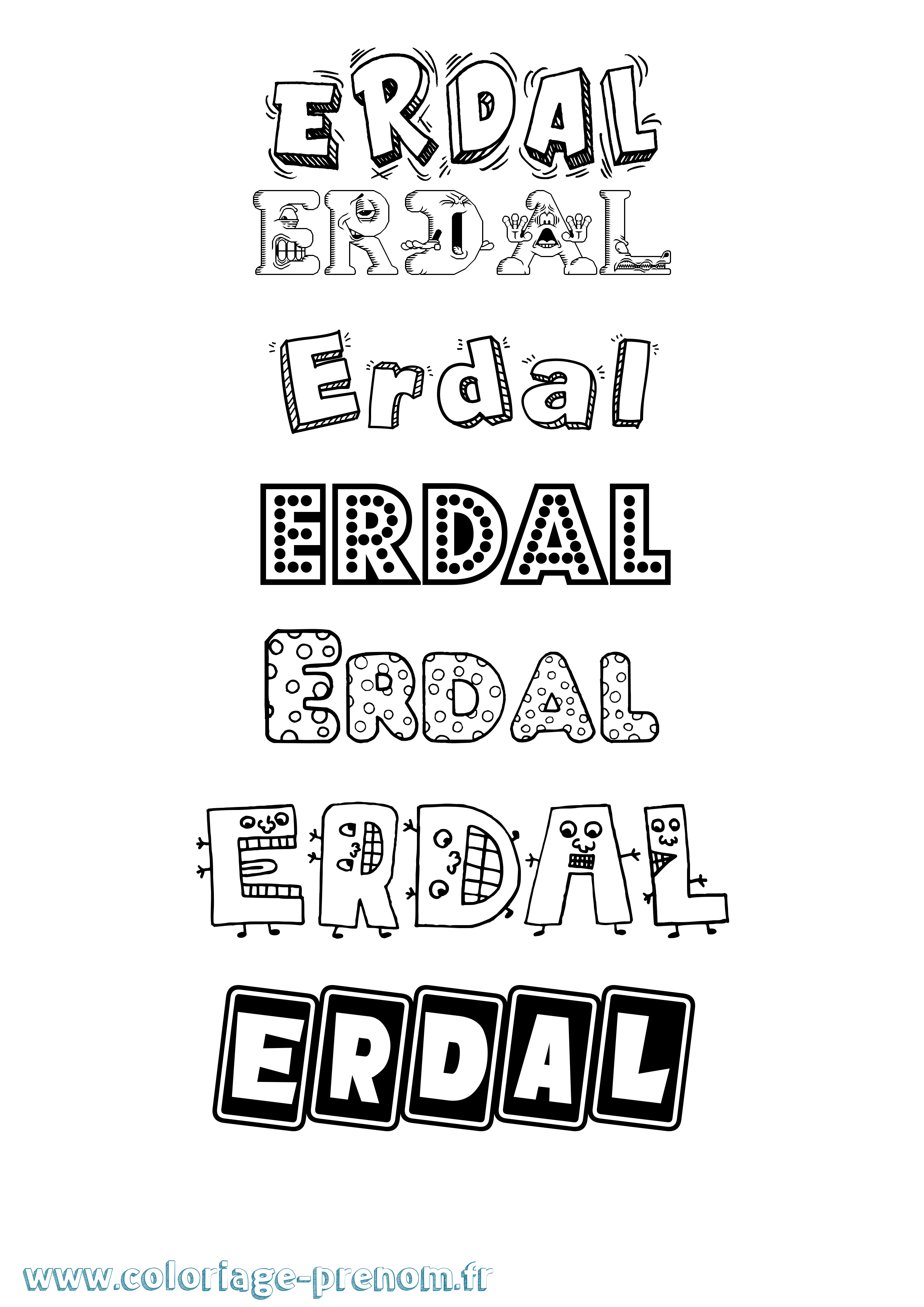 Coloriage Erdal Fun Coloriage prénom Erdal Fun