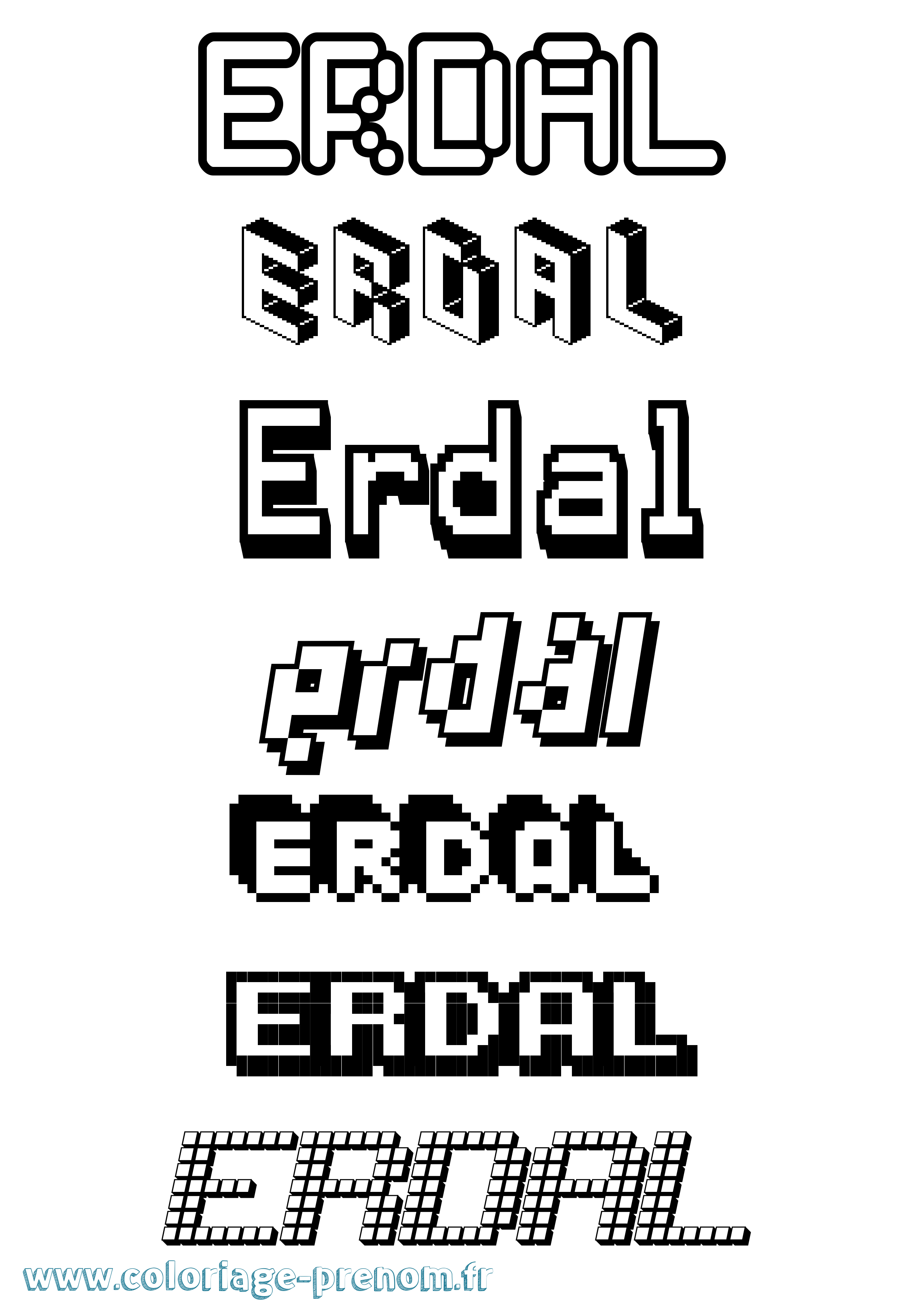 Coloriage Erdal Pixel Coloriage prénom Erdal Pixel