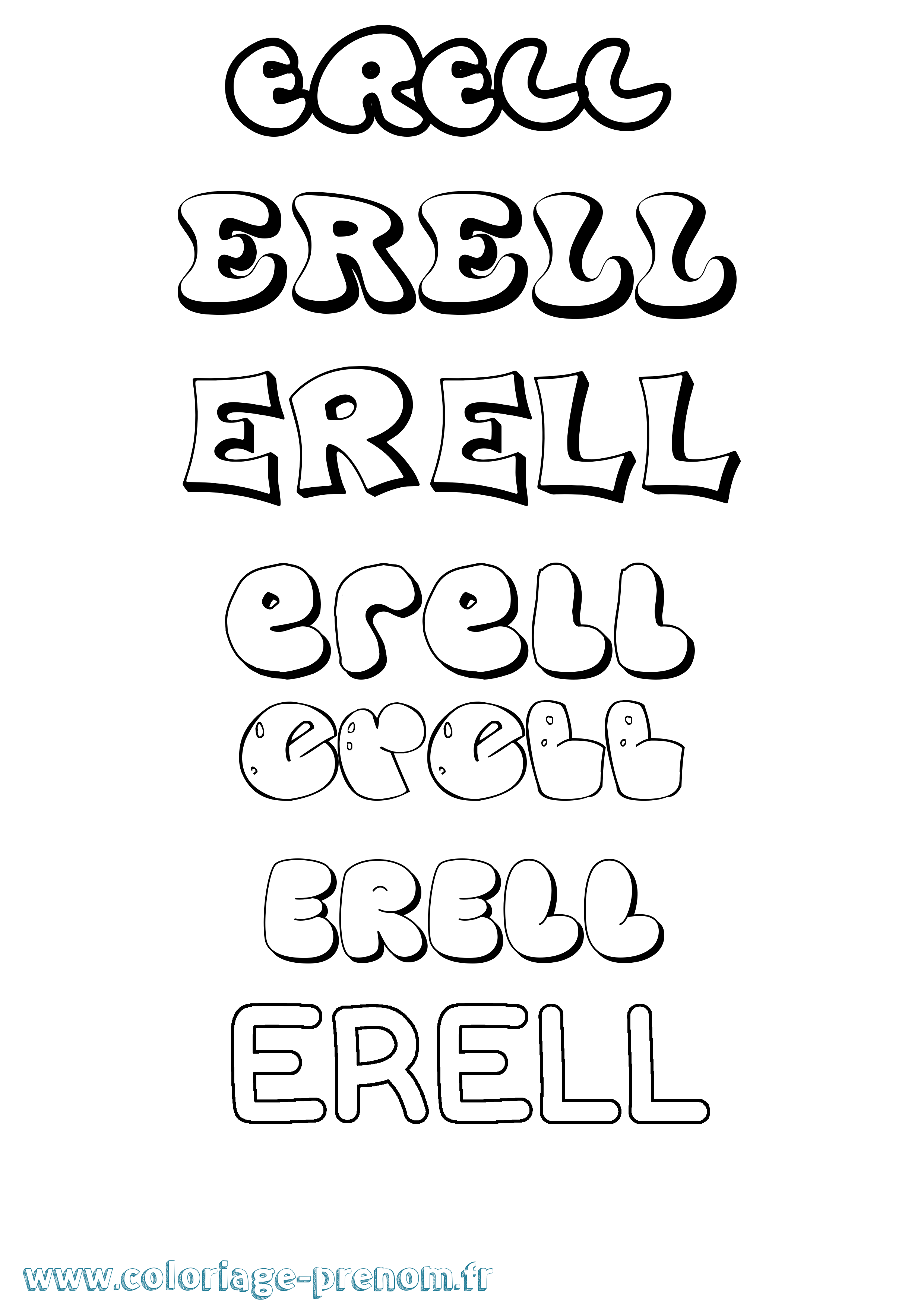 Coloriage Erell Bubble Coloriage prénom Erell Bubble