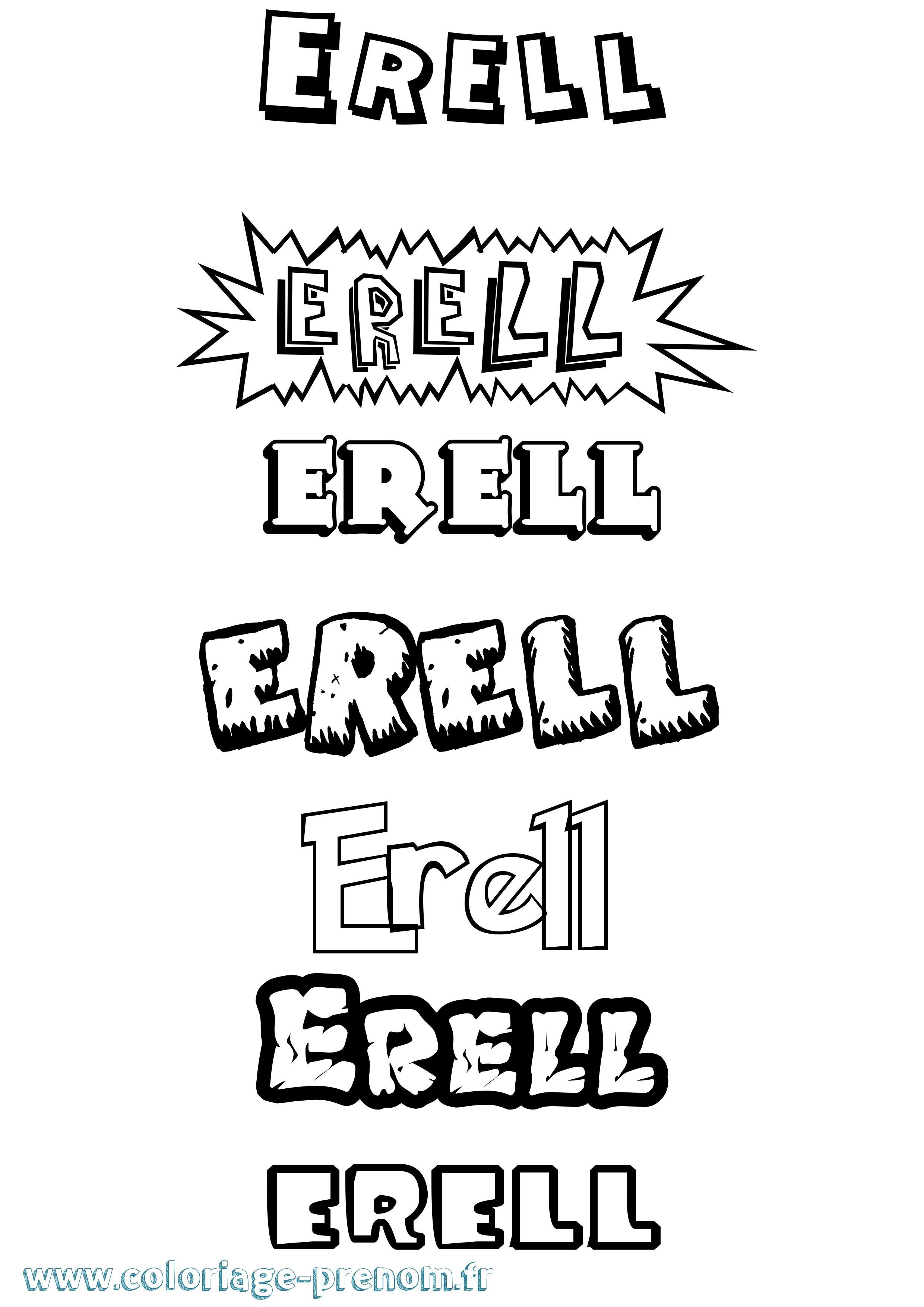 Coloriage Erell Dessin Animé Coloriage prénom Erell Dessin Animé