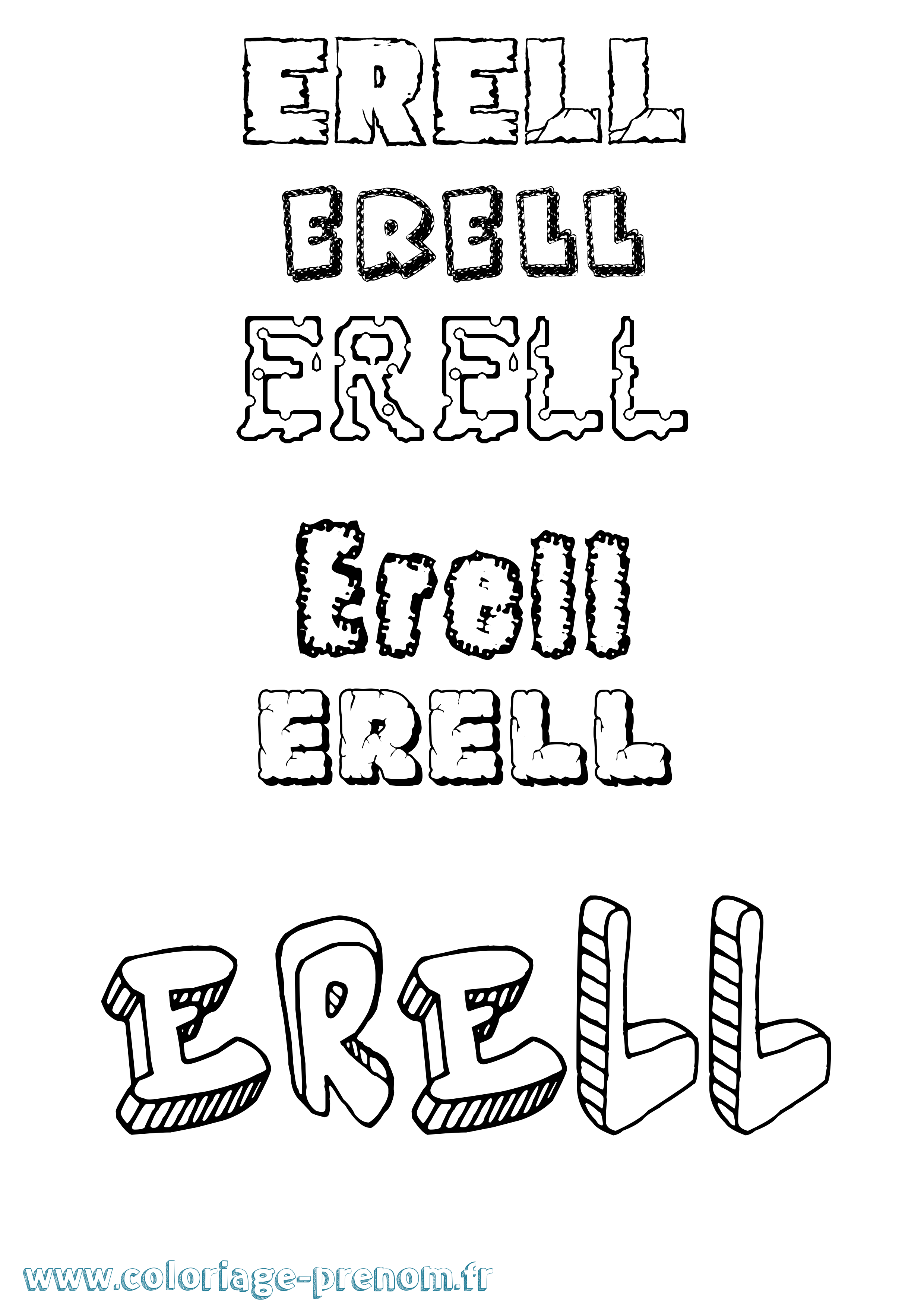 Coloriage Erell Destructuré Coloriage prénom Erell Destructuré