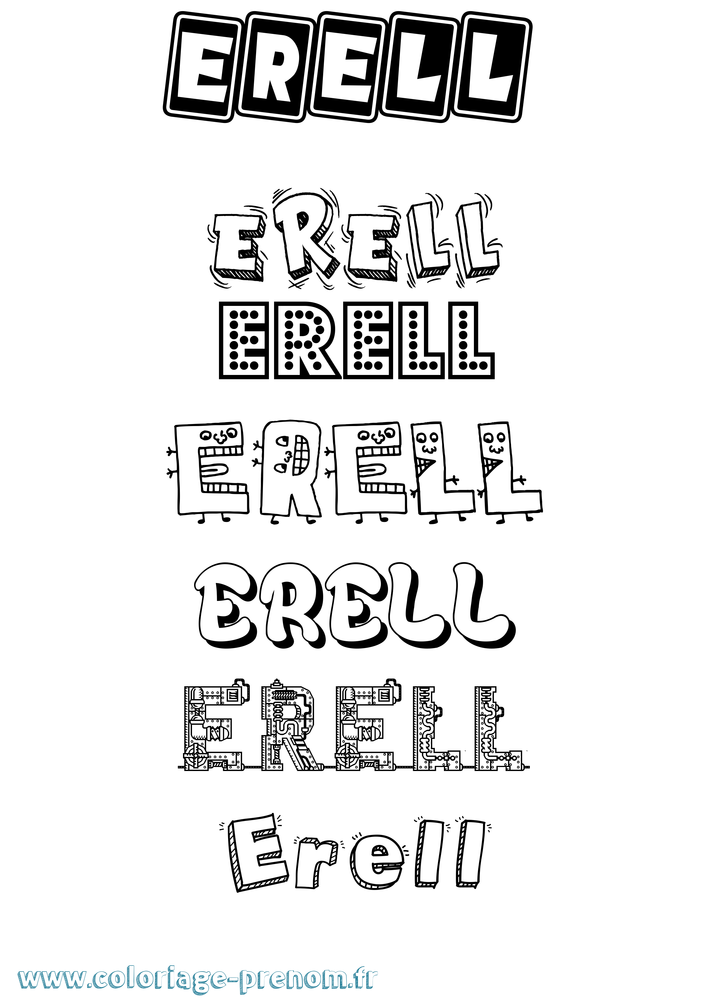 Coloriage Erell Fun Coloriage prénom Erell Fun